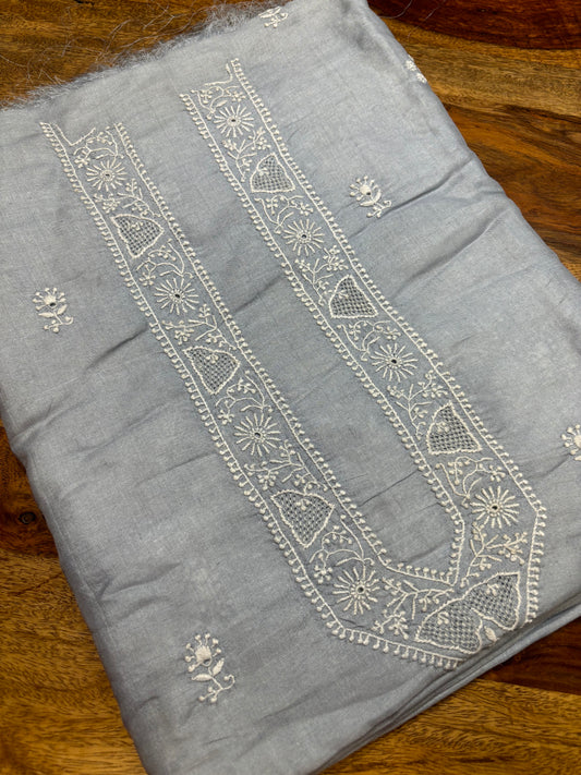 Cashmore Blue Tussar Silk Chikankari Men's Kurta