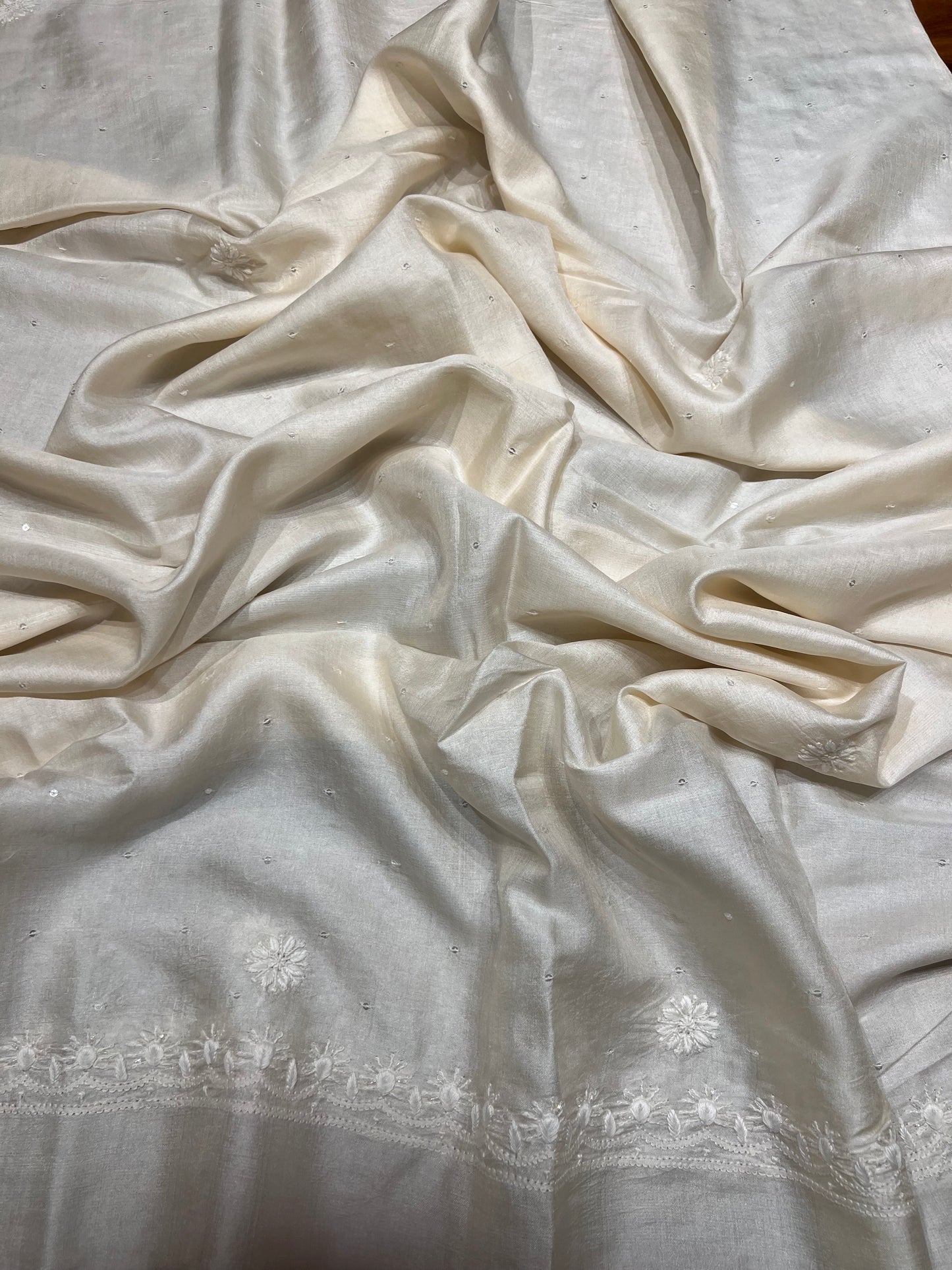 Dyeable Natural Silk Chikankari Kurta and Dupatta
