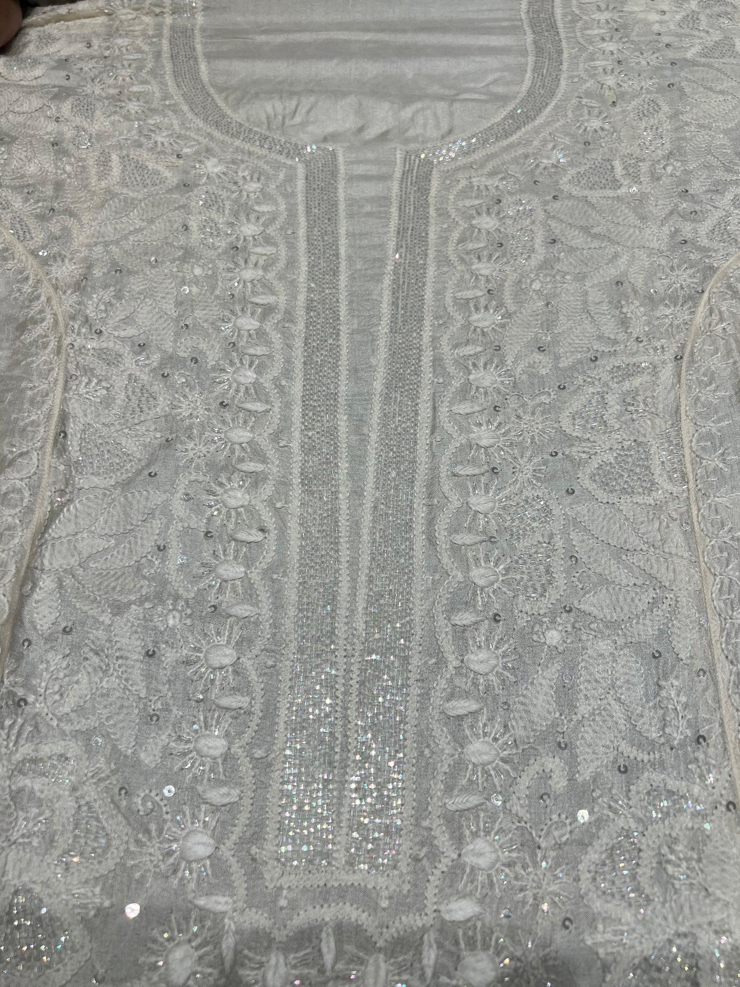 Dyeable Natural Silk Chikankari Kurta and Dupatta