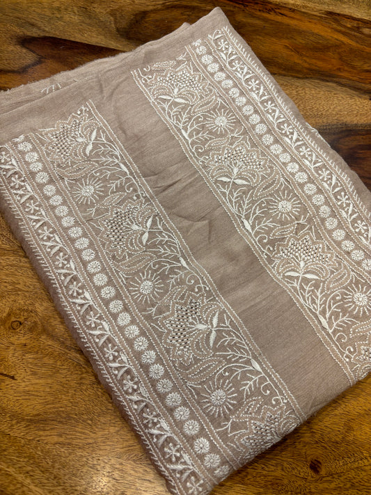 Vanilla Latte Monga Silk Chikankari Men's Kurta