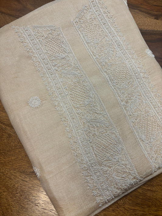 Dyeable Tussar Silk Chikankari Men's Kurta