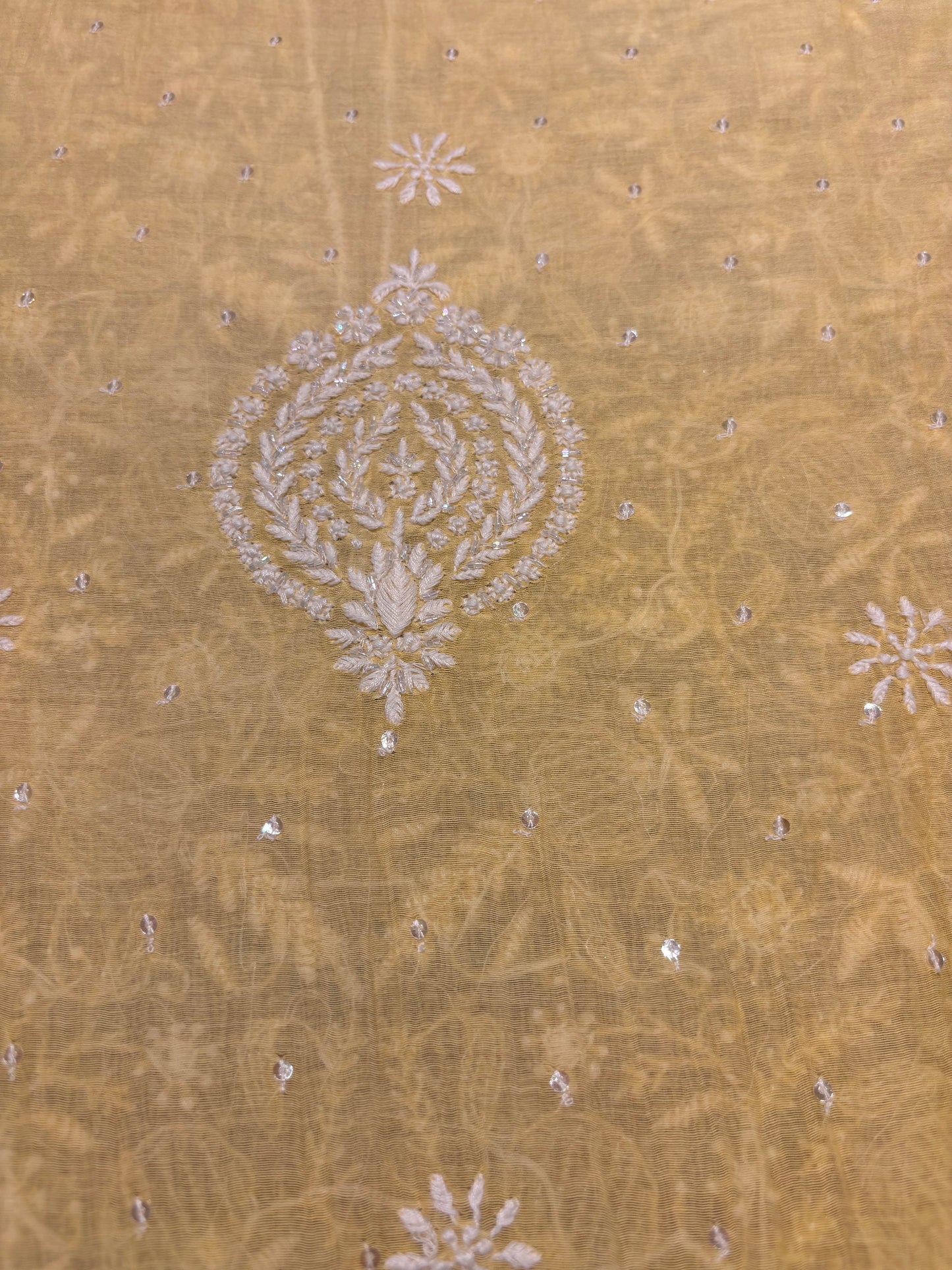 Yellow Chanderi Mul Chikankari Kurta and Dupatta