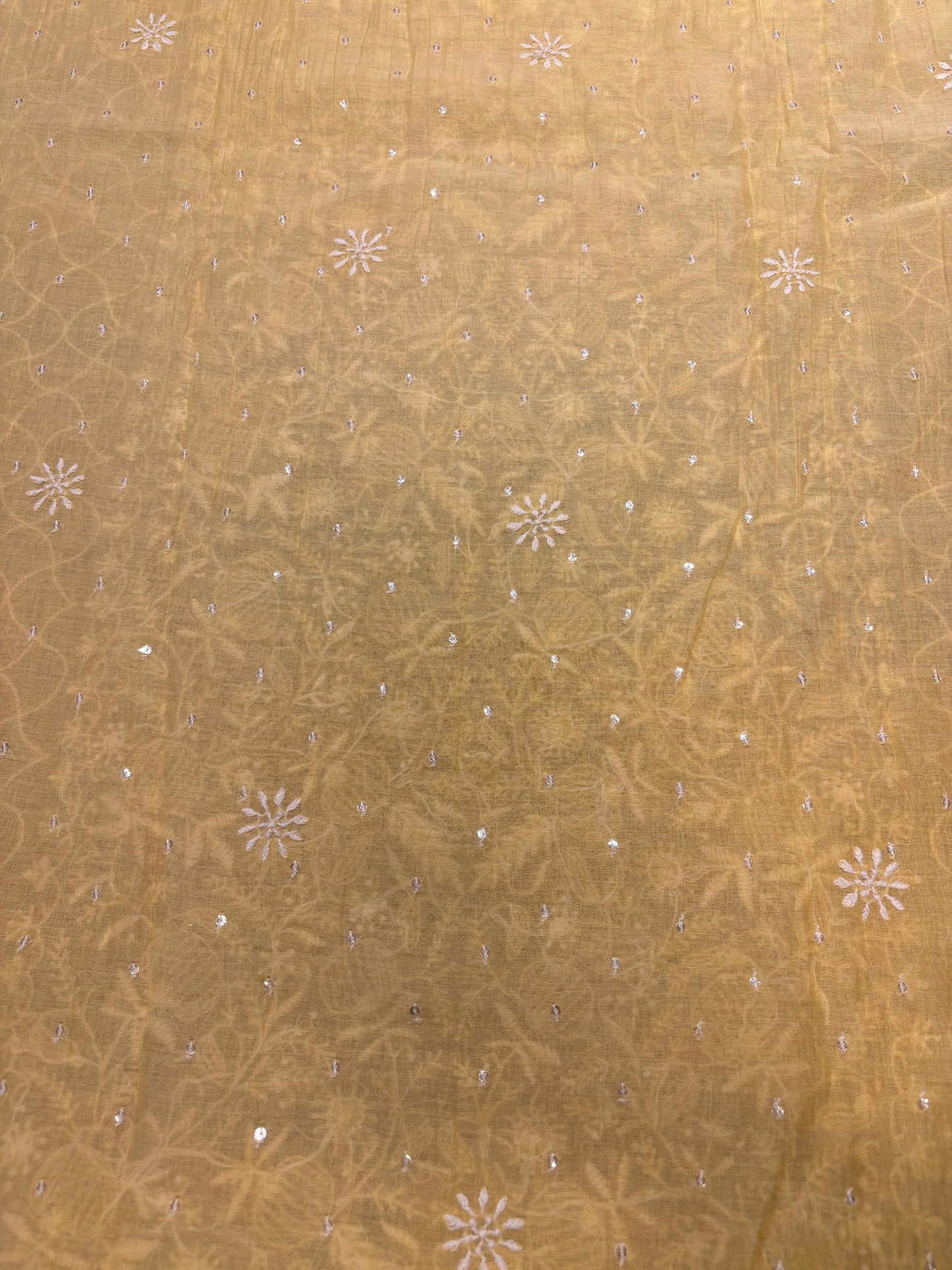 Yellow Chanderi Mul Chikankari Kurta and Dupatta