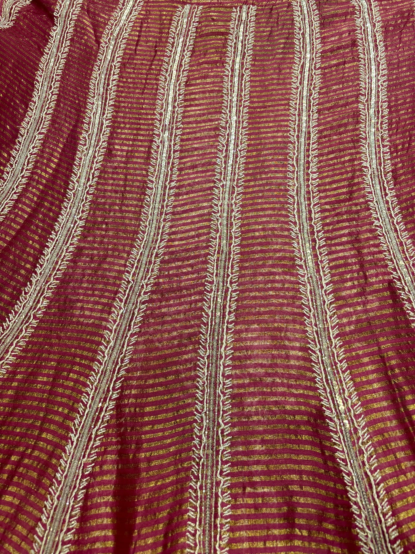 Fuchsia Pink Chanderi Banarsi Chikankari Anarkali Kurta and Dupatta