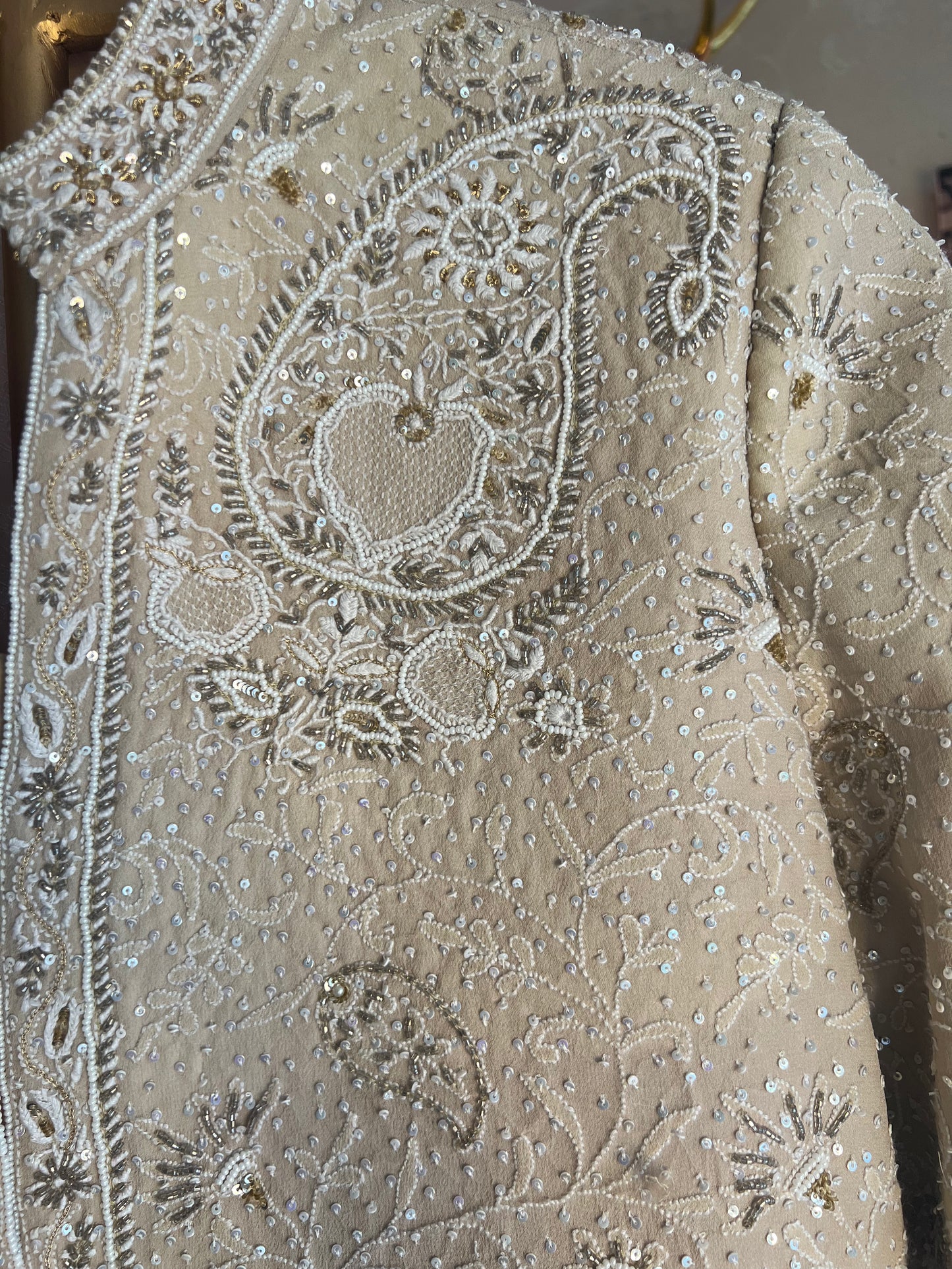 Hazelnut Pure Georgette Chikankari  Sherwani