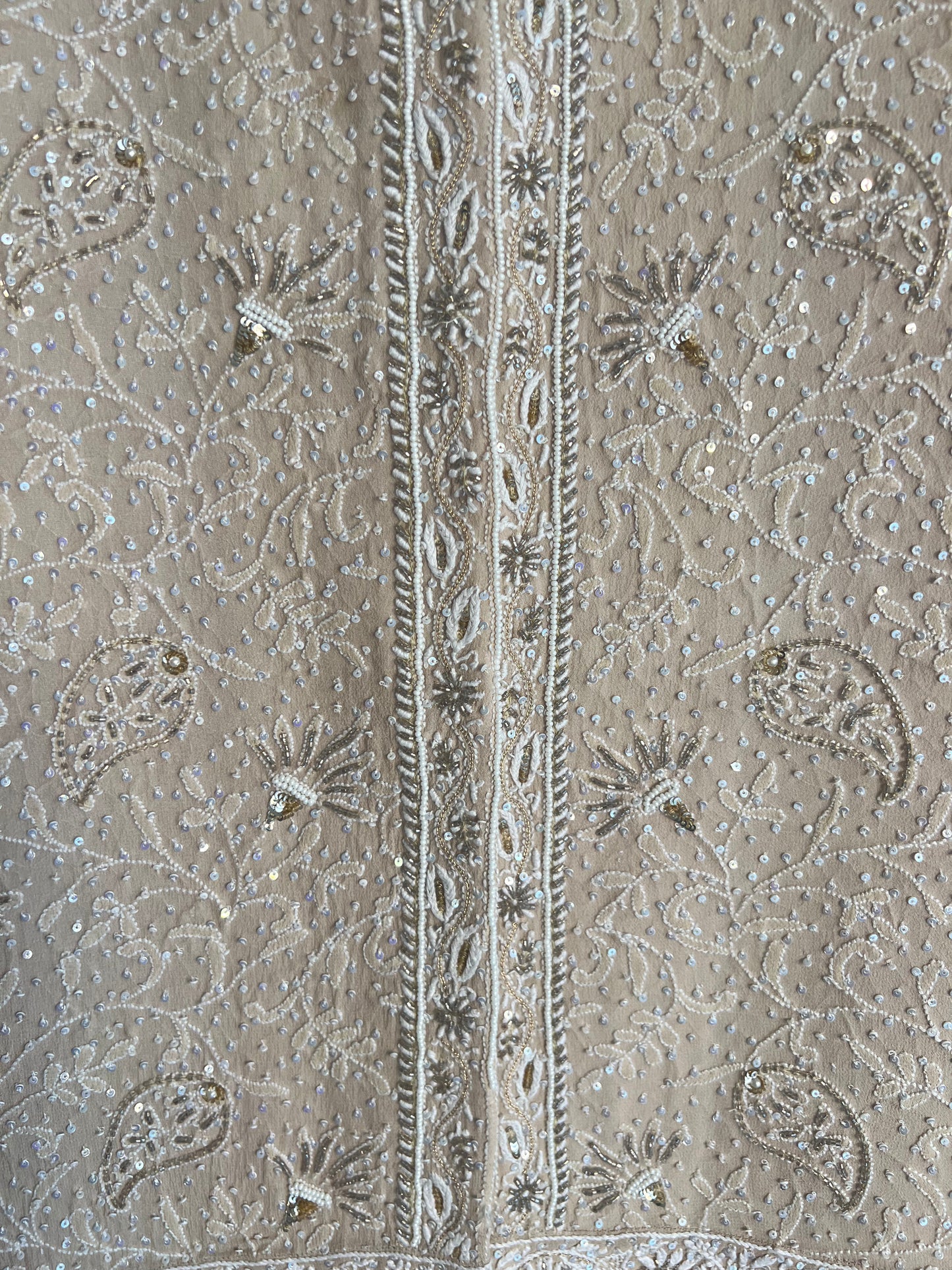 Hazelnut Pure Georgette Chikankari  Sherwani