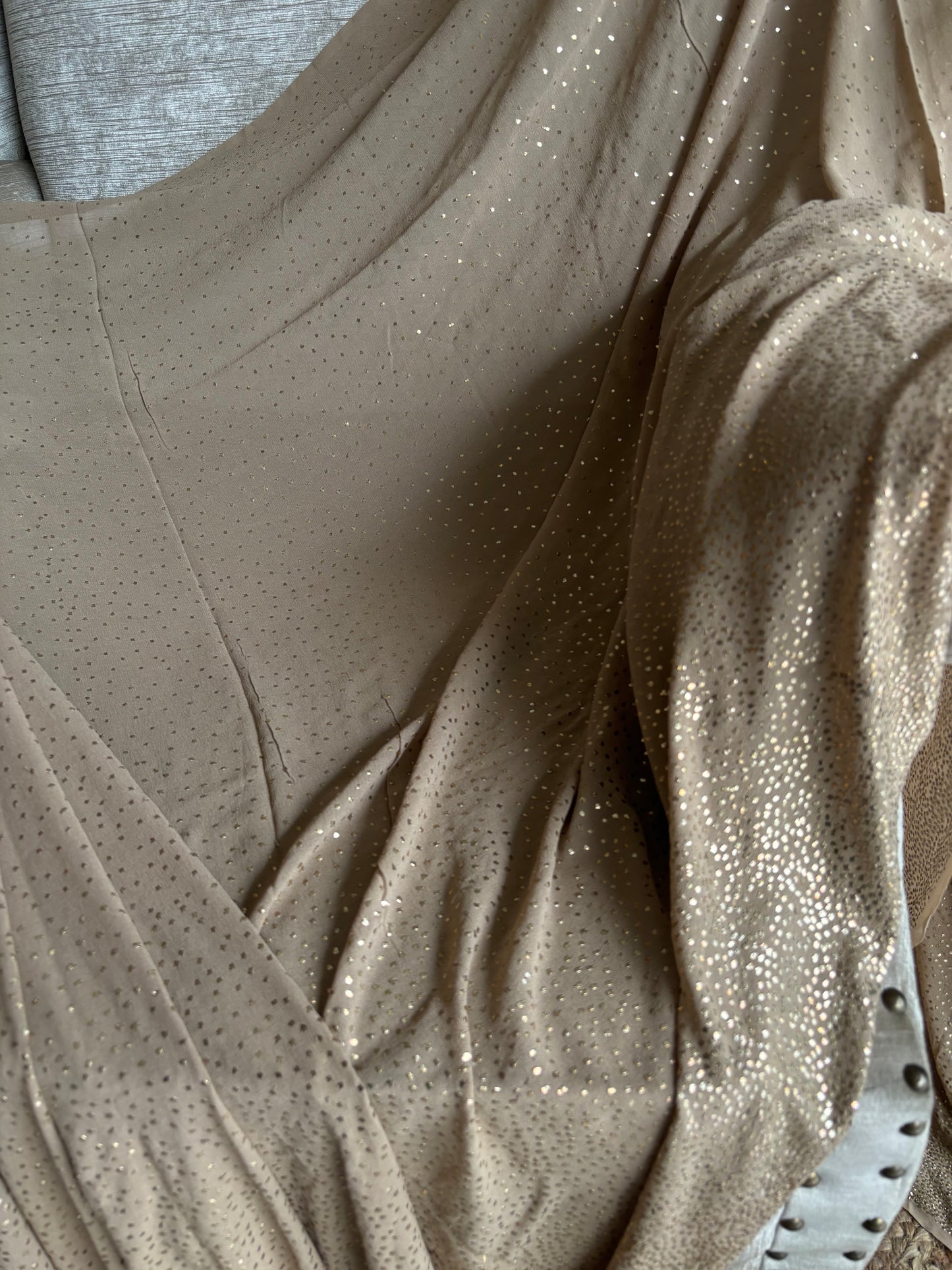 Mocha Mousse Pure Georgette Lakhdana Badla Saree