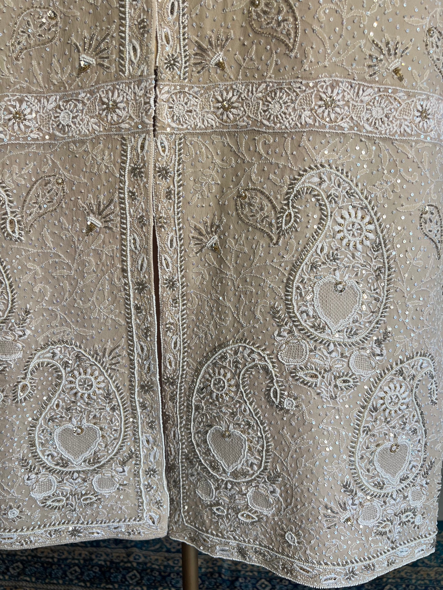 Hazelnut Pure Georgette Chikankari  Sherwani