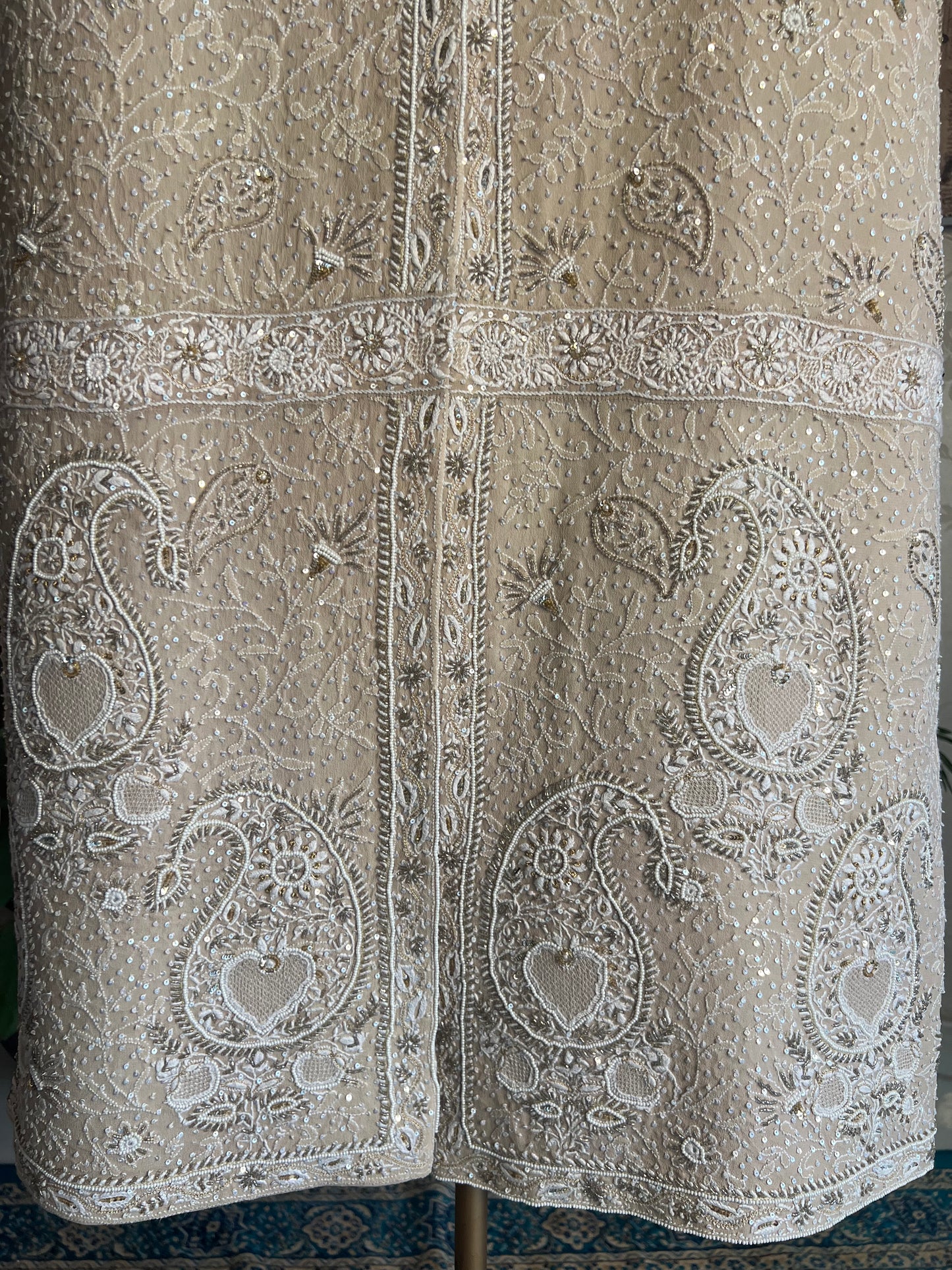 Hazelnut Pure Georgette Chikankari  Sherwani