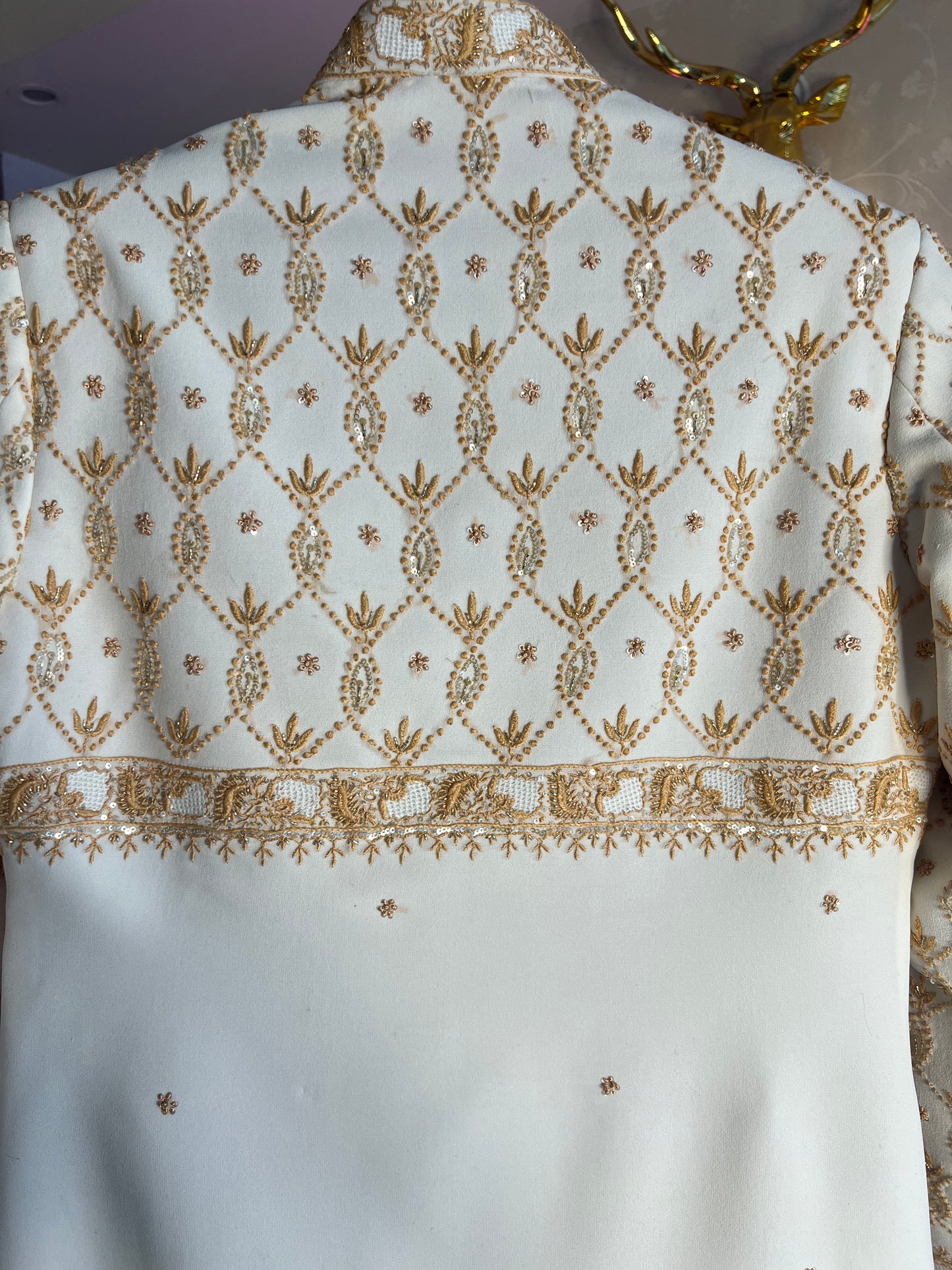 Ivory Pure Georgette Chikankari  Sherwani