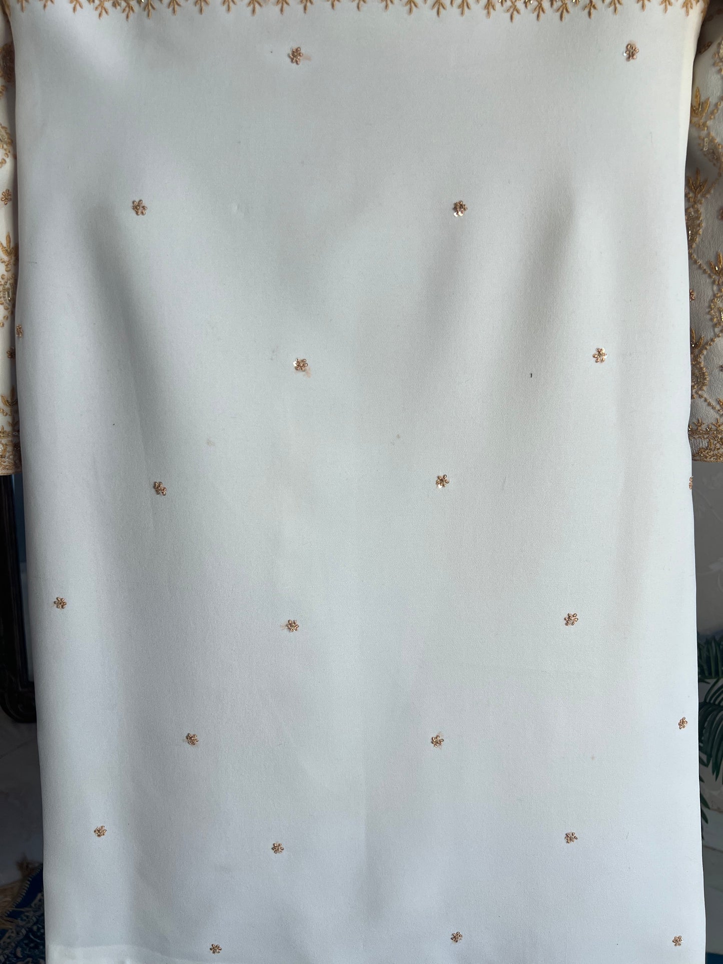Ivory Pure Georgette Chikankari  Sherwani