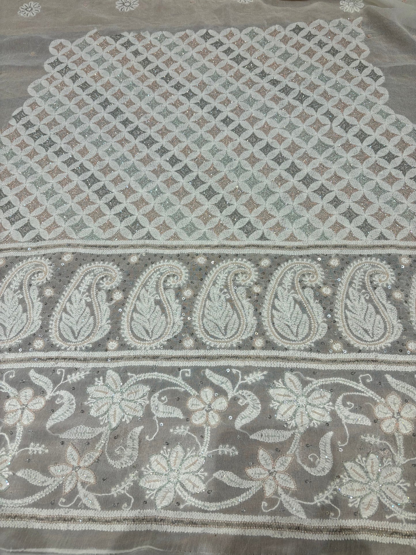 Dyeable Pure Georgette Chikankari Lehenga