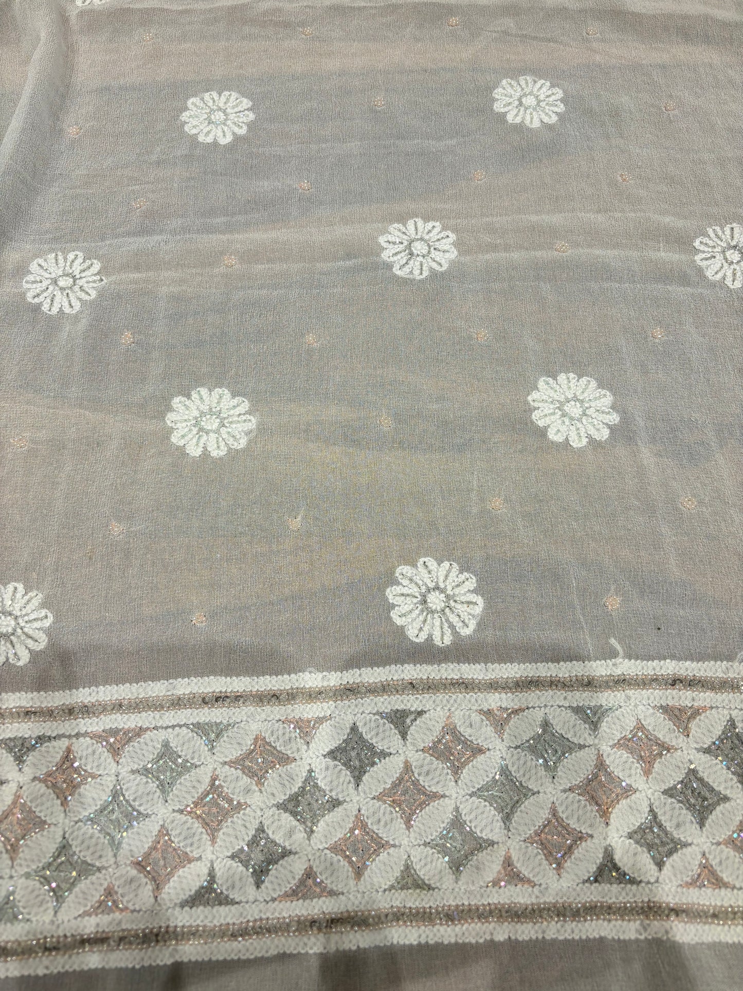 Dyeable Pure Georgette Chikankari Lehenga