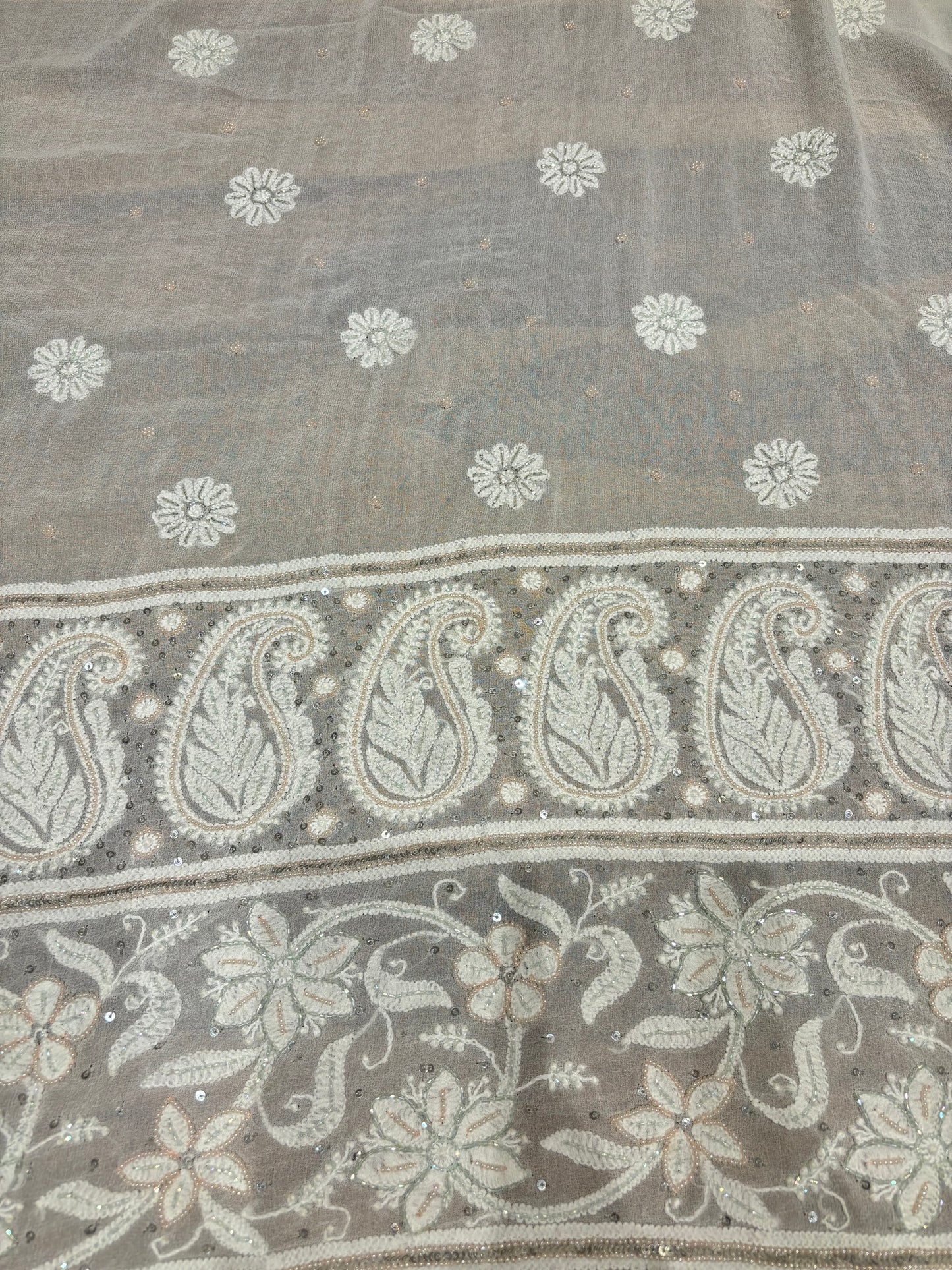 Dyeable Pure Georgette Chikankari Lehenga