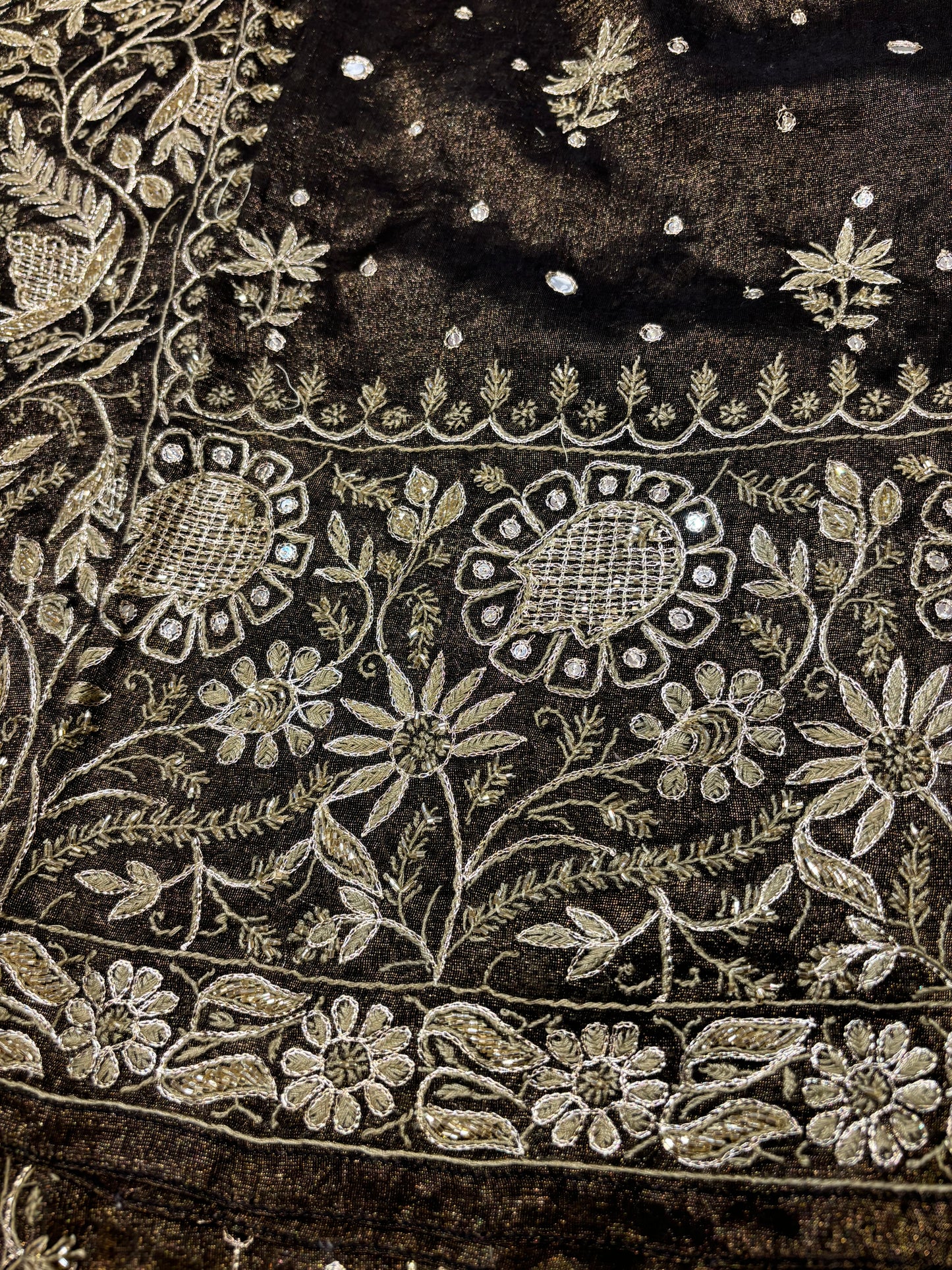Black Pure Tissue Chikankari Kurta and Dupatta