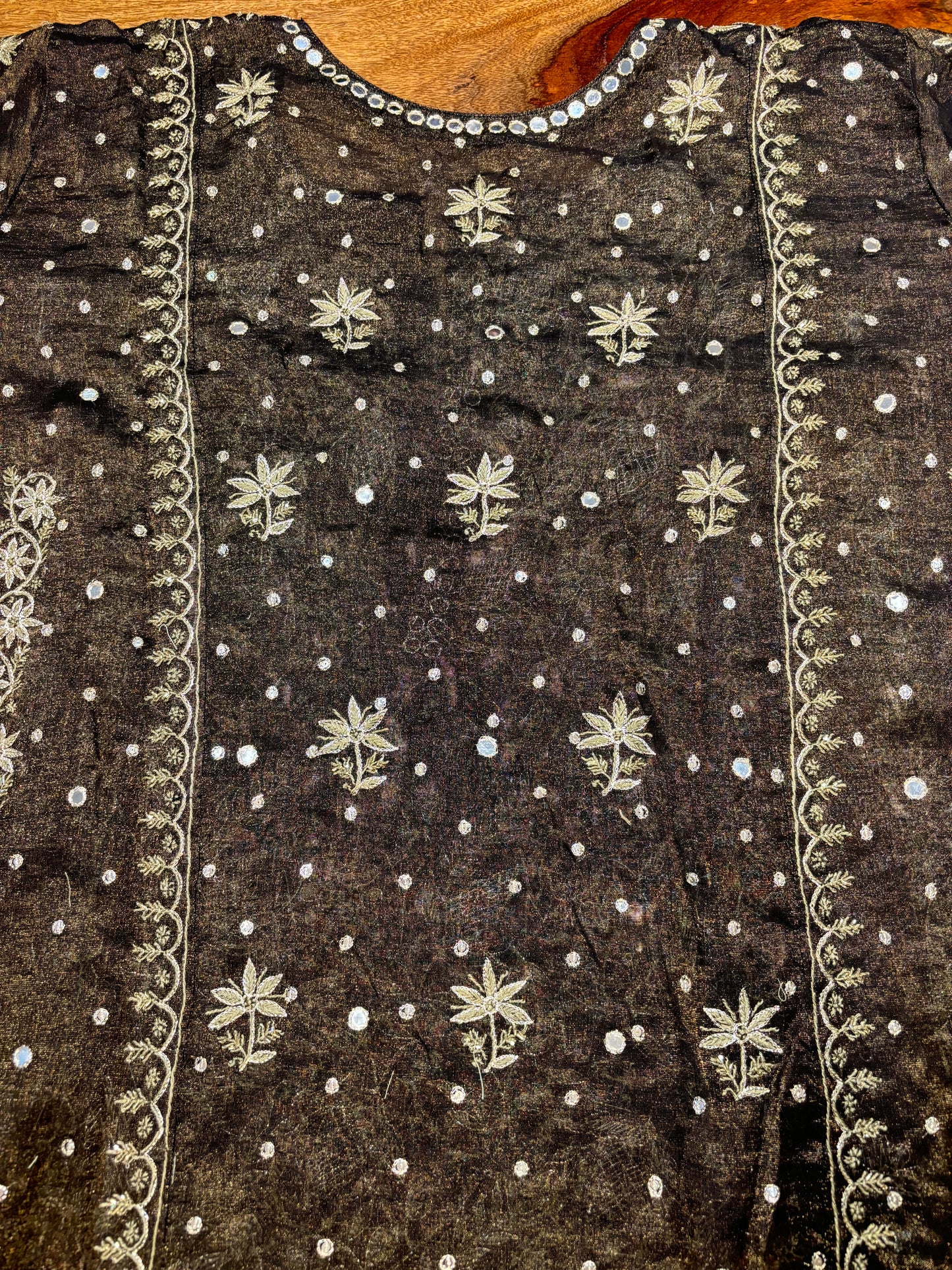 Black Pure Tissue Chikankari Kurta and Dupatta