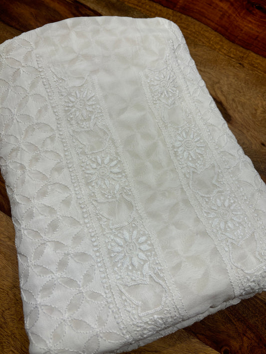 Dyeable Pure Georgette Chikankari Men's Kurta