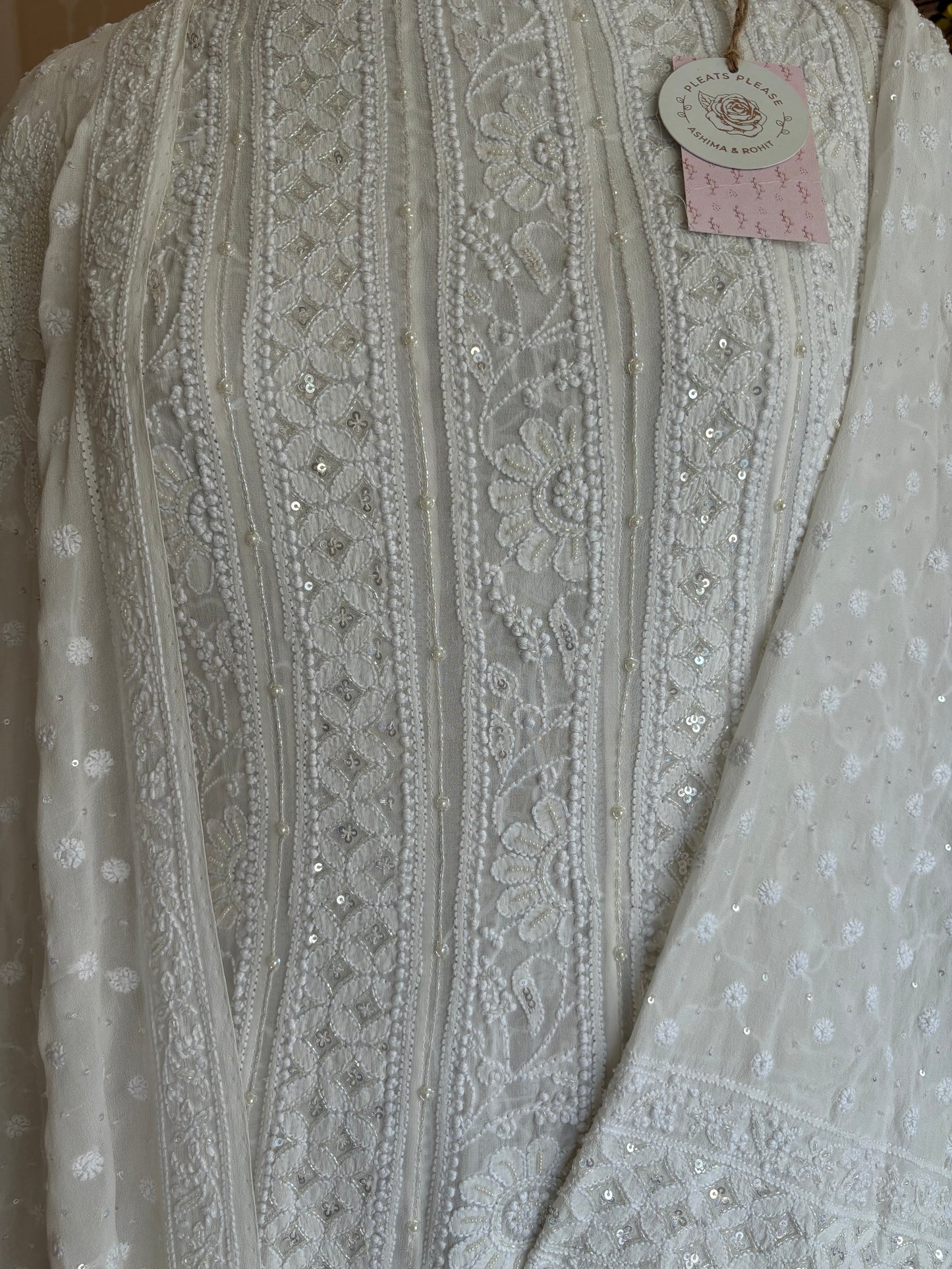 Dyeable Pure Georgette Chikankari Anarkali and Dupatta