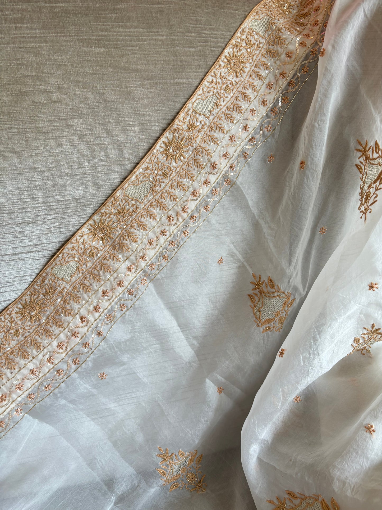 Dyeable Organza Silk Chikankari Saree