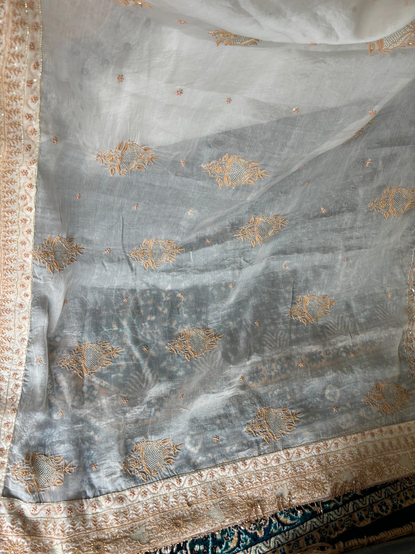 Dyeable Organza Silk Chikankari Saree