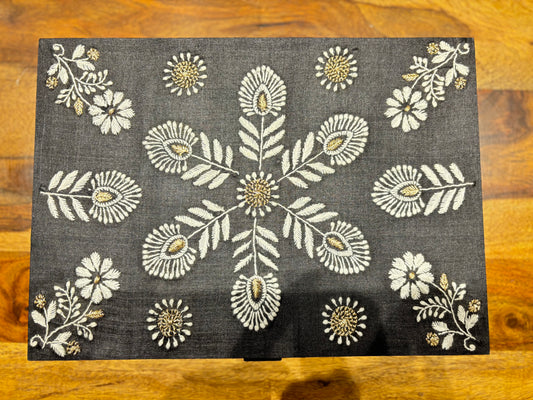 Black Chikankari Jewelry Box