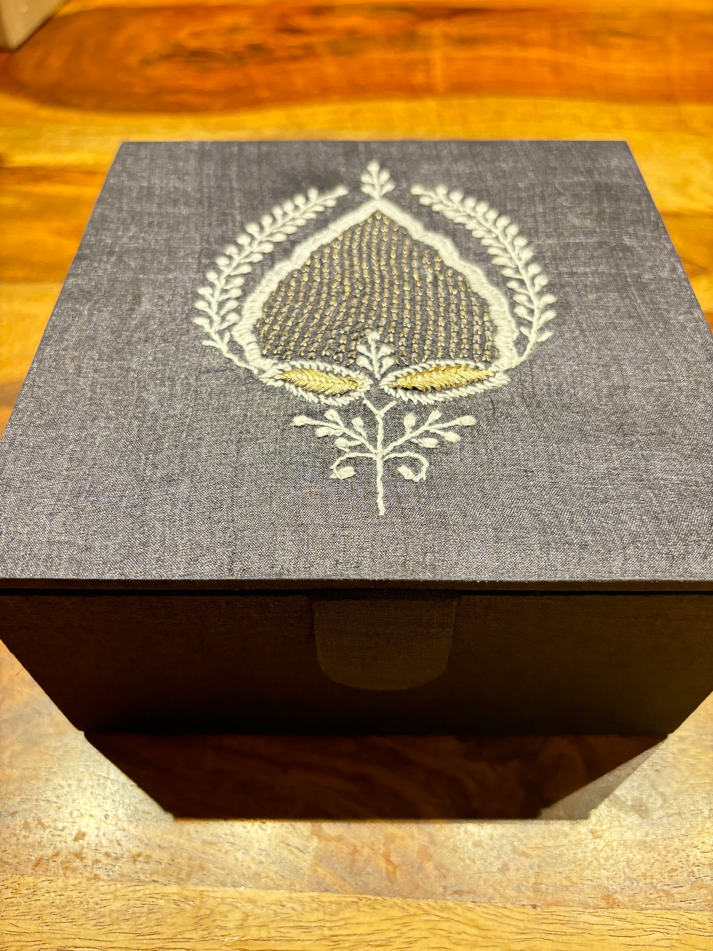 Black Chikankari Jewelery Box