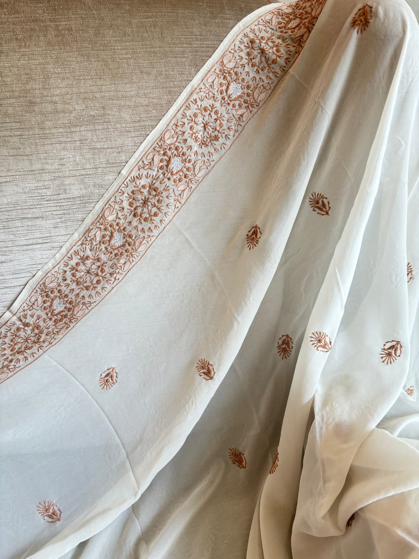 Dyeable Pure Georgette Chikankari Saree