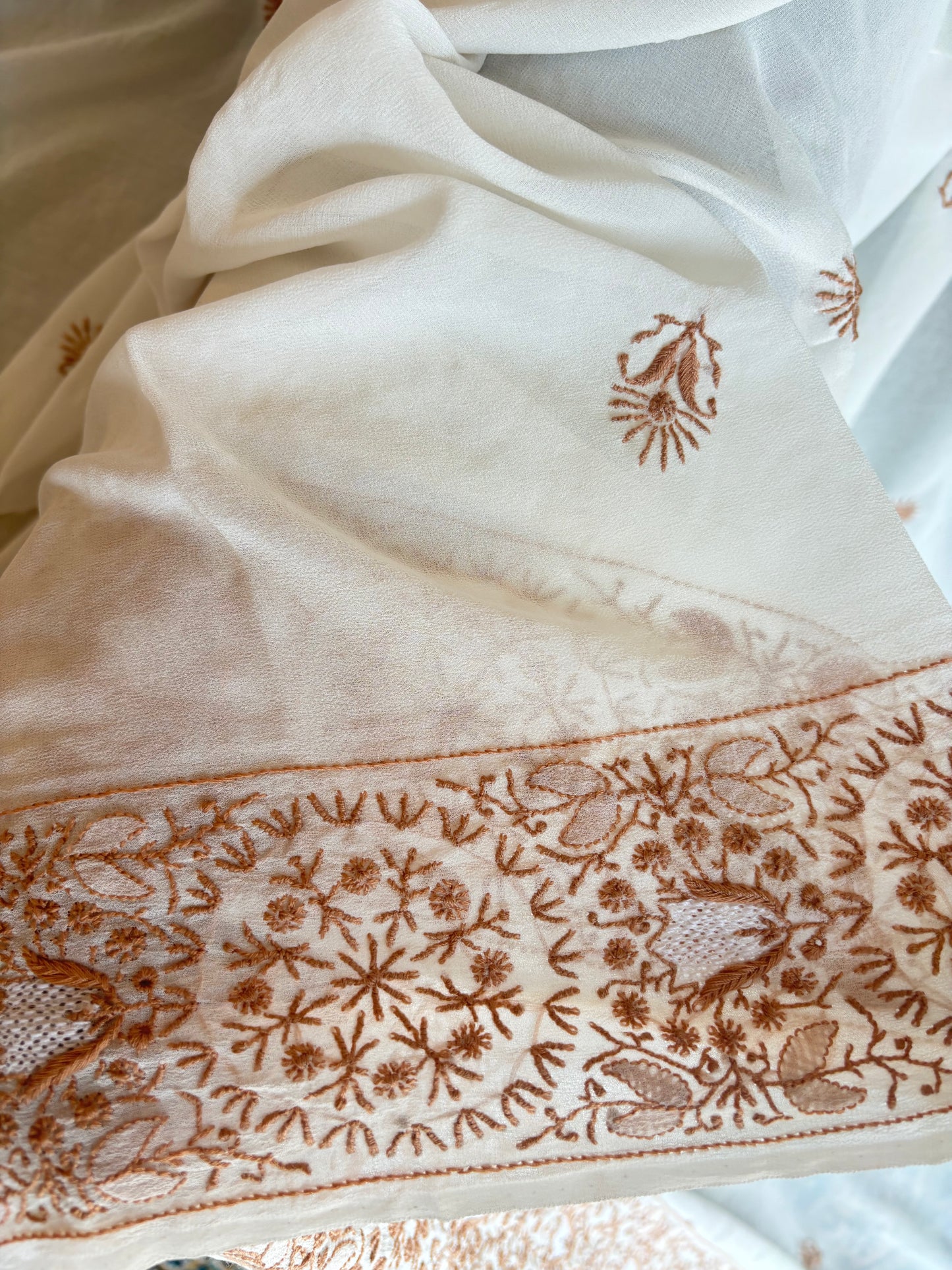 Dyeable Pure Georgette Chikankari Saree