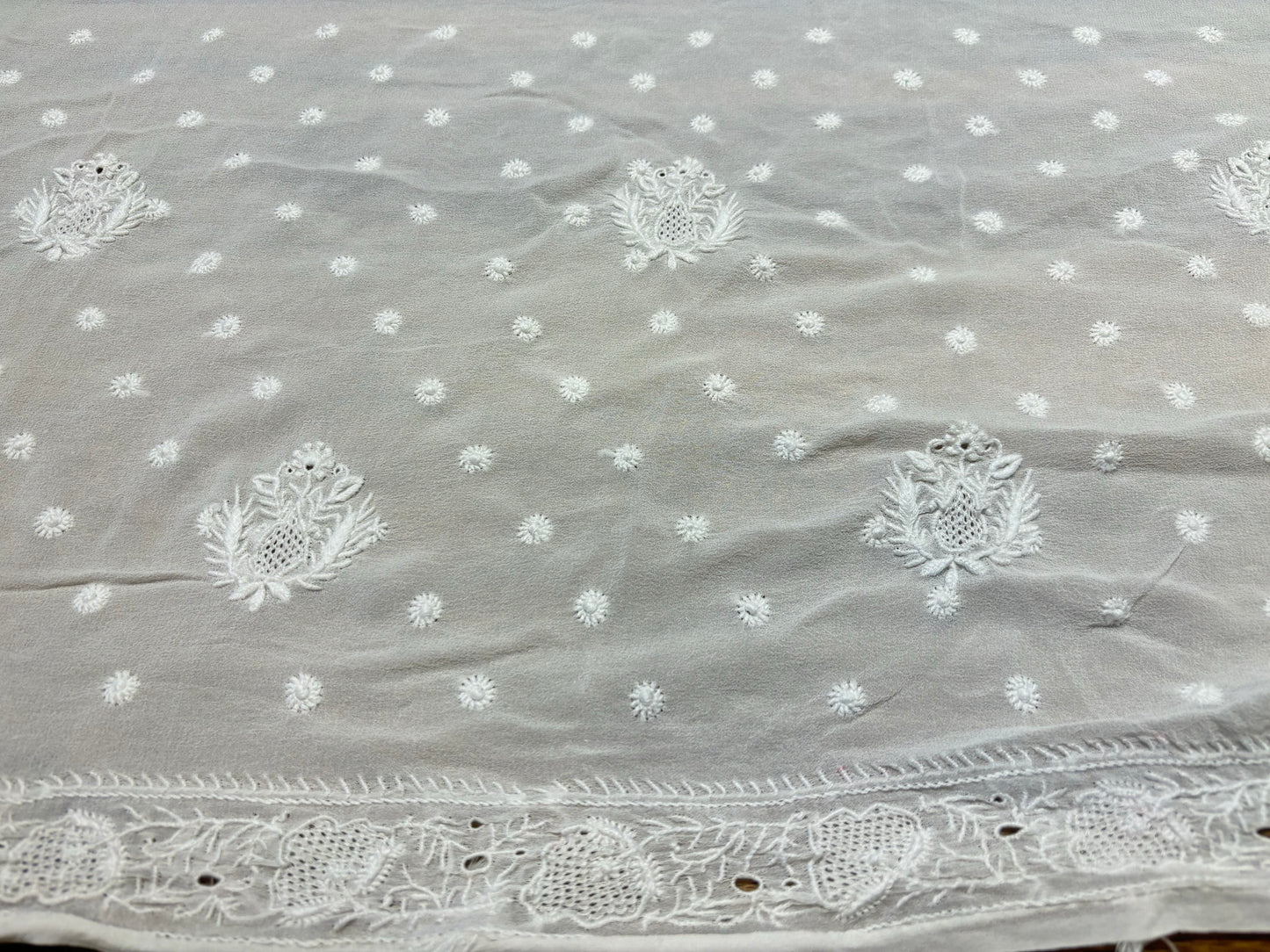 Dyeable Pure Georgette Chikankari Saree and Blouse