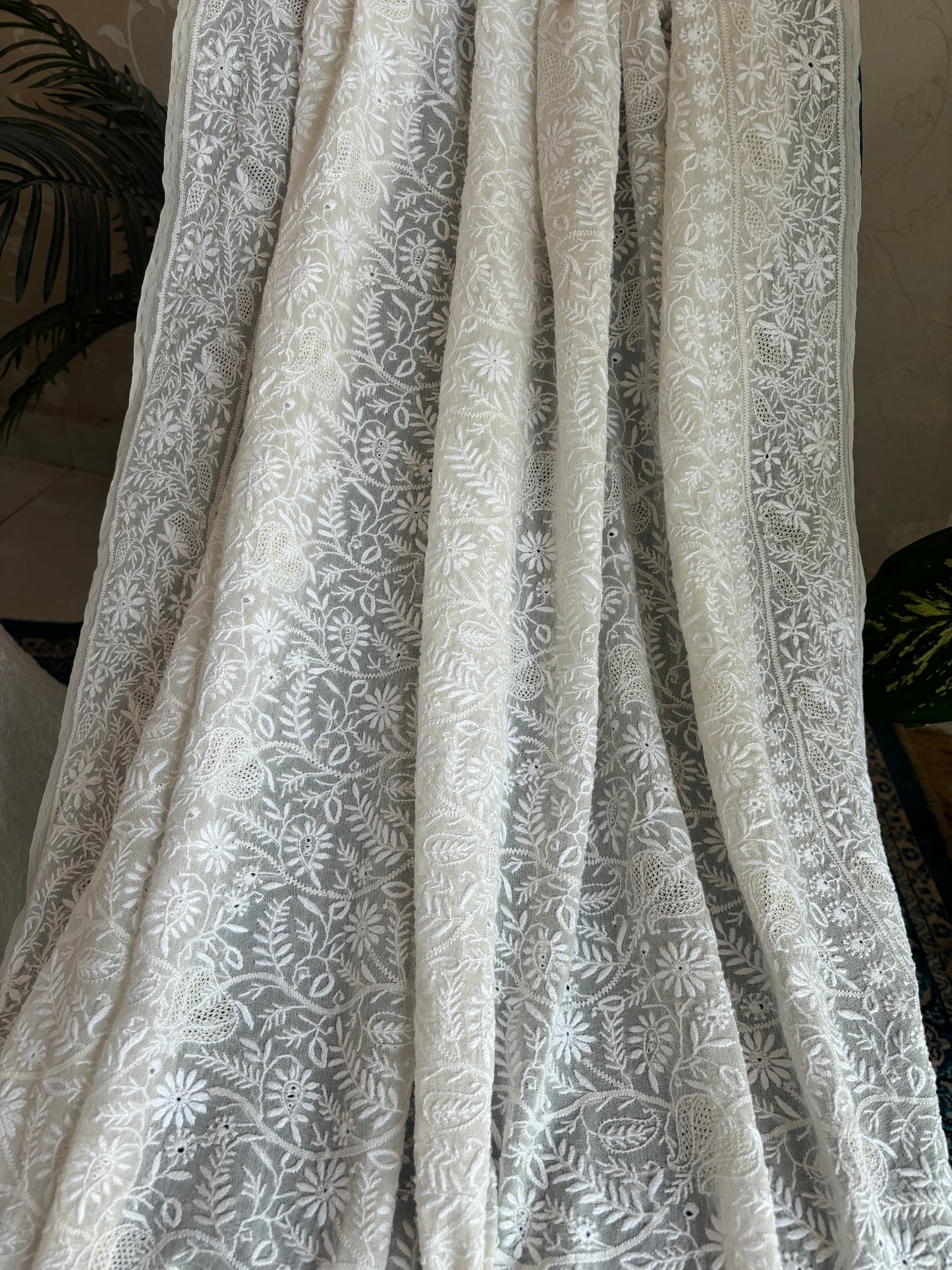 Dyeable Pure Georgette Chikankari Lehenga
