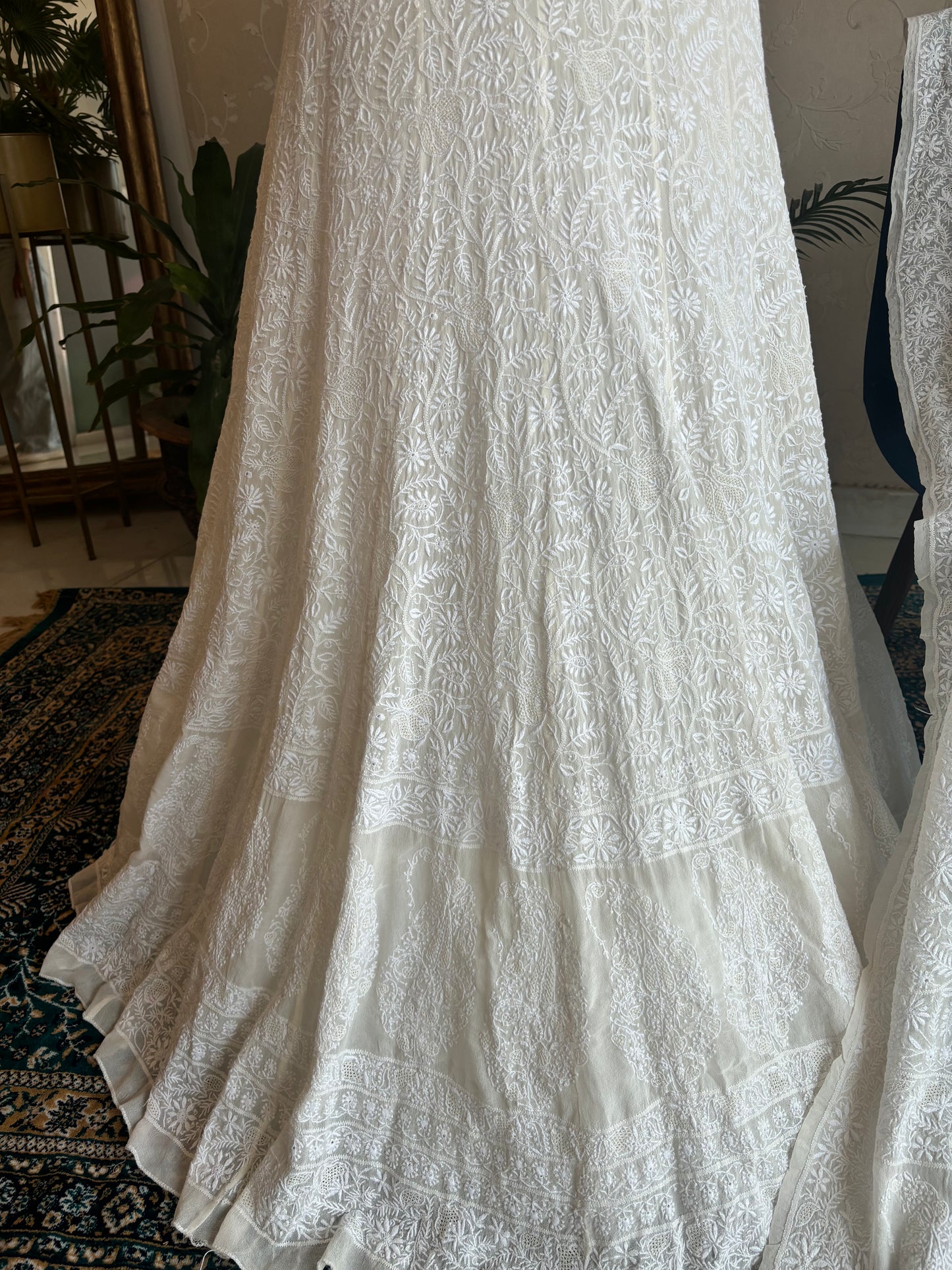 Dyeable Pure Georgette Chikankari Lehenga