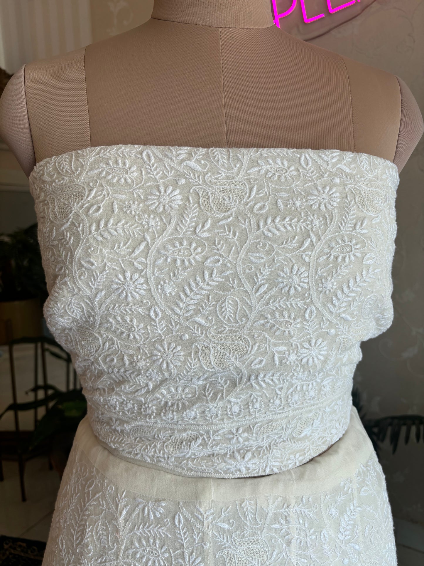 Dyeable Pure Georgette Chikankari Lehenga