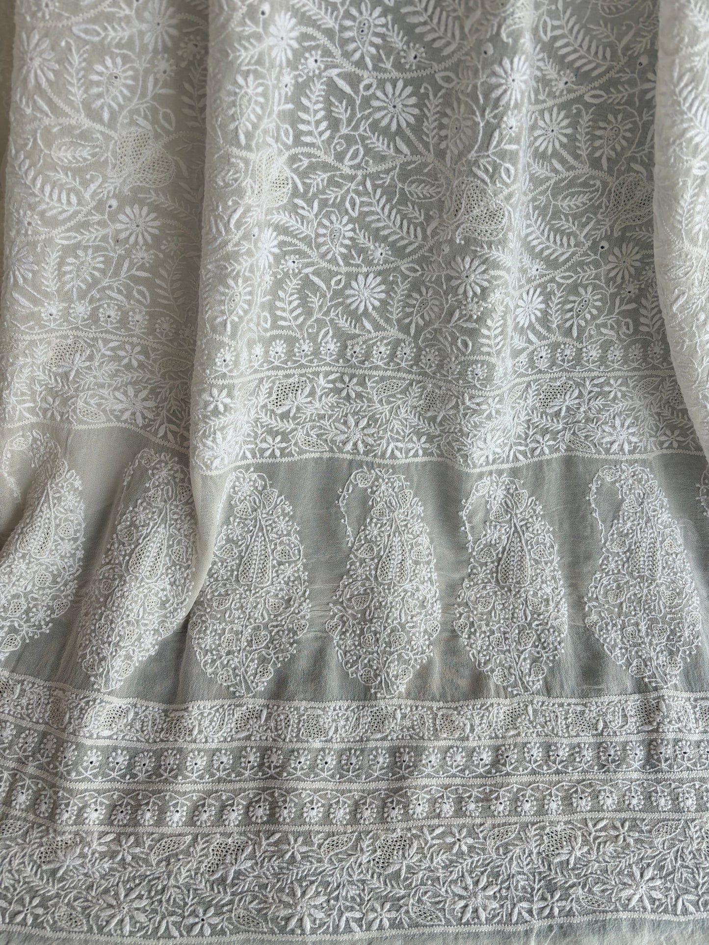 Dyeable Pure Georgette Chikankari Lehenga