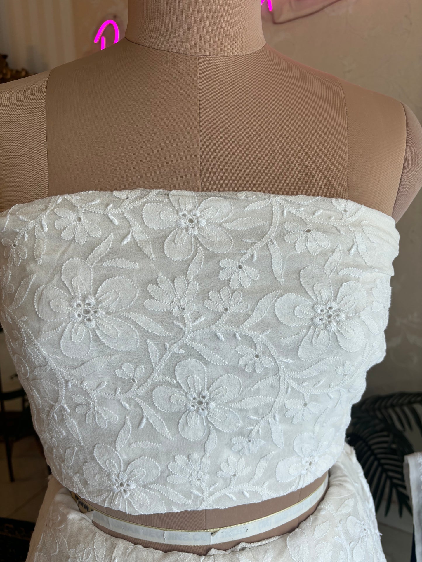 Dyeable Pure Georgette Chikankari Lehenga