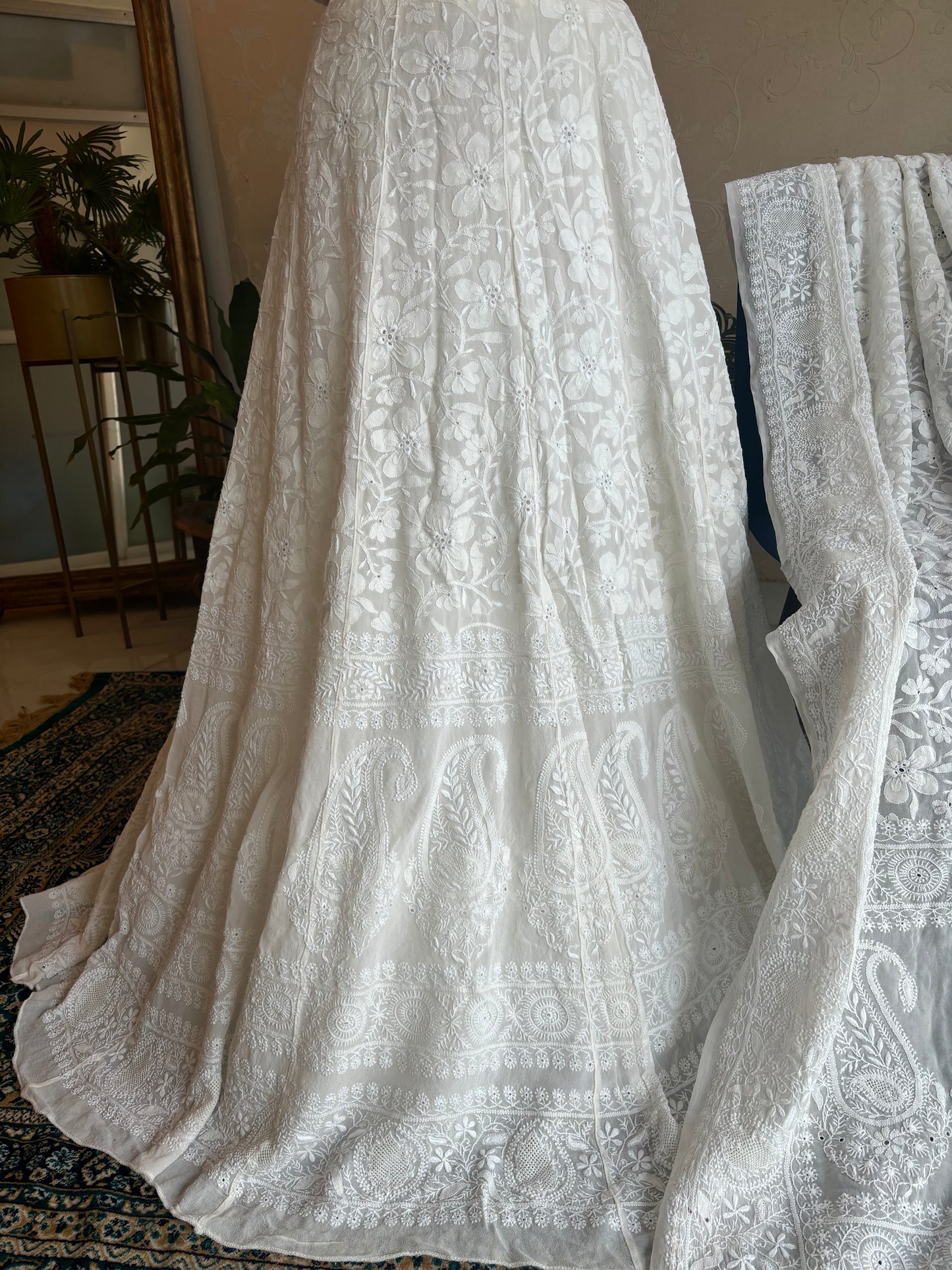 Dyeable Pure Georgette Chikankari Lehenga