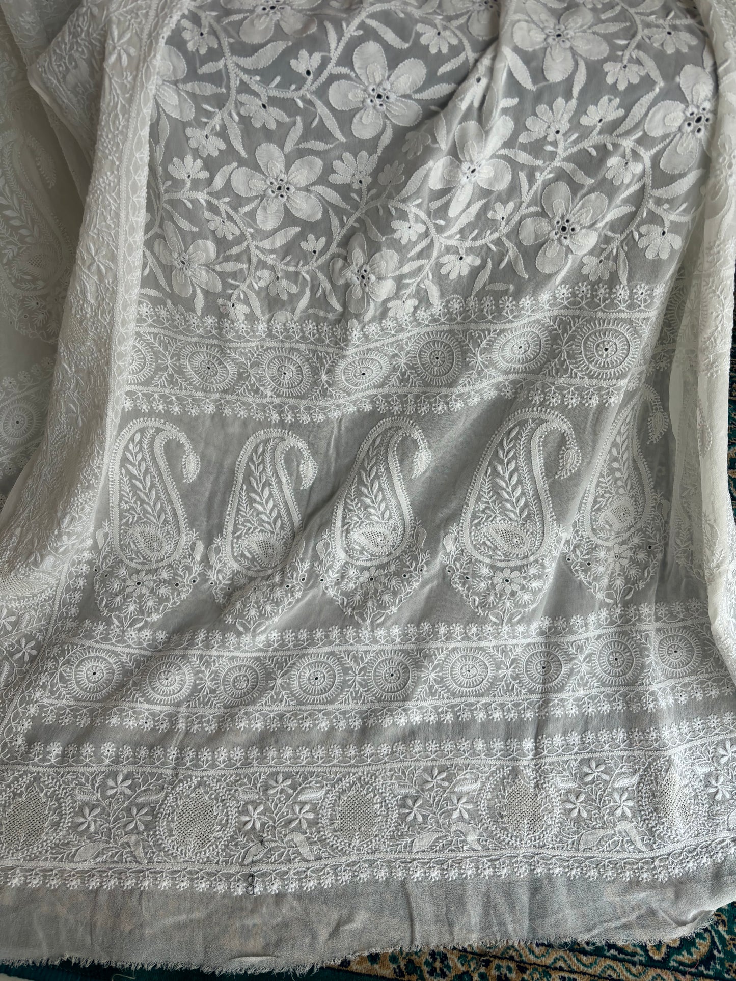 Dyeable Pure Georgette Chikankari Lehenga