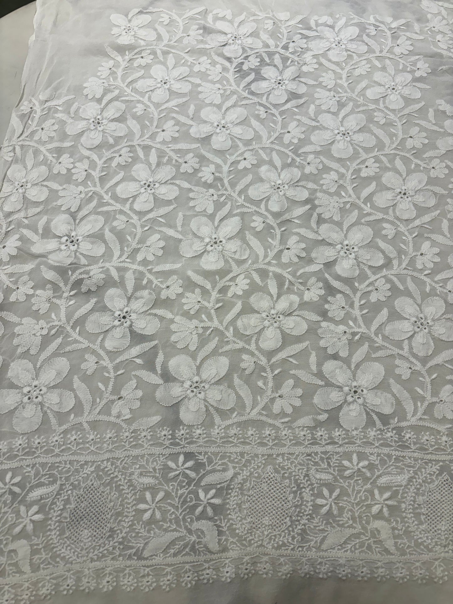 Dyeable Pure Georgette Chikankari Lehenga