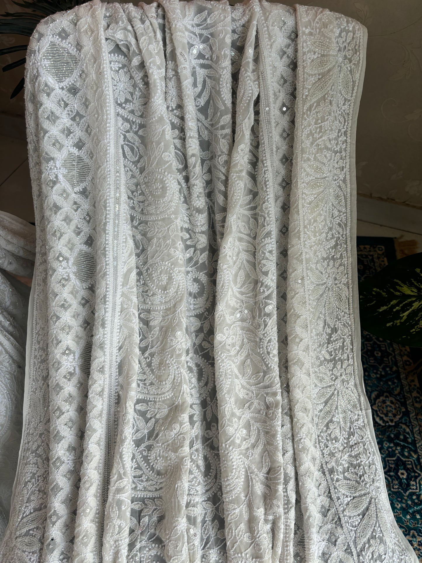 Dyeable Pure Georgette Chikankari Lehenga