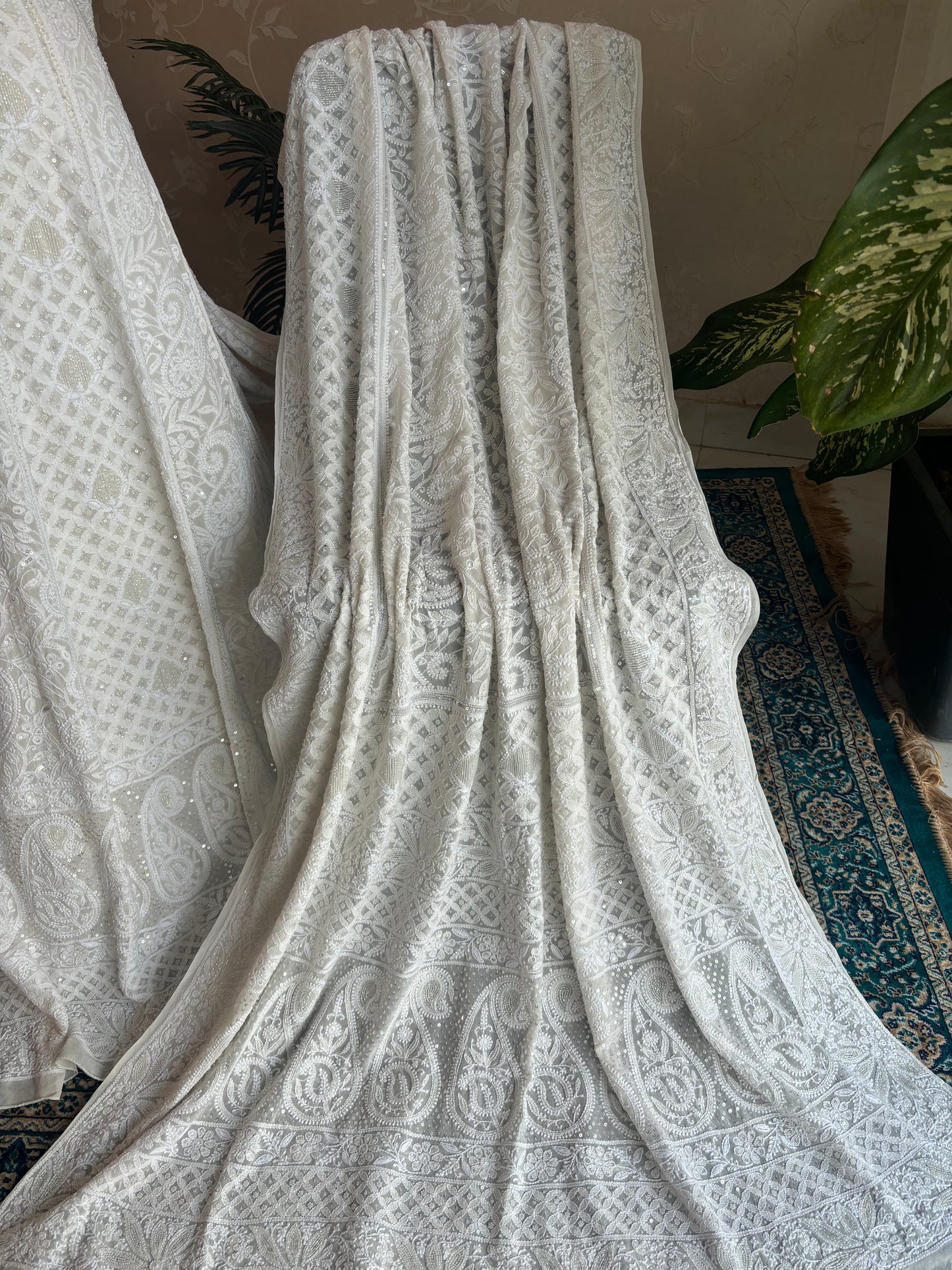 Dyeable Pure Georgette Chikankari Lehenga