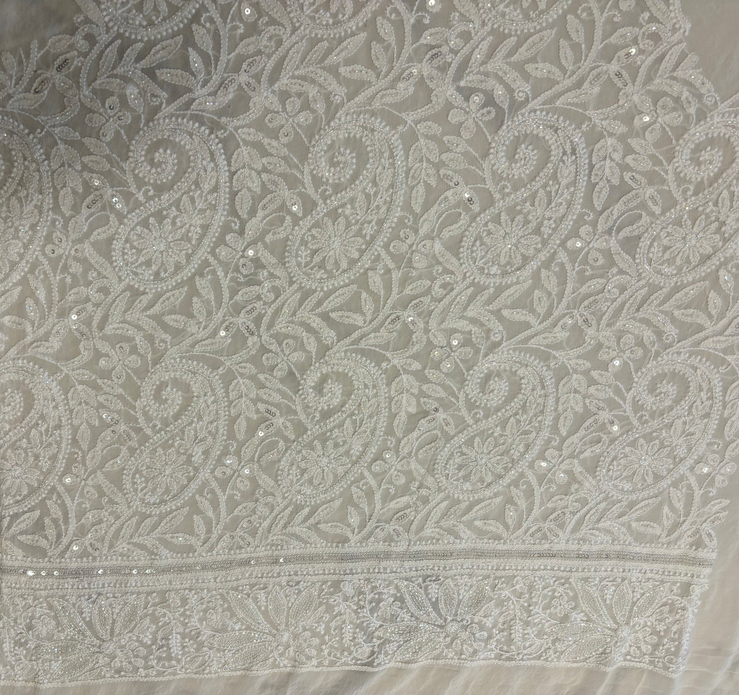 Dyeable Pure Georgette Chikankari Lehenga