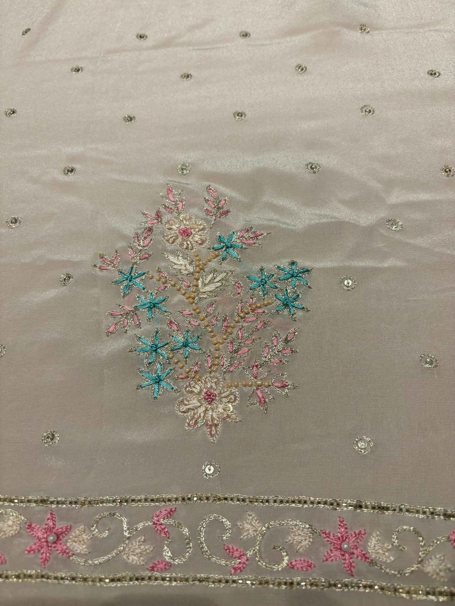 Golden Crepe Chikankari Kurta and Dupatta