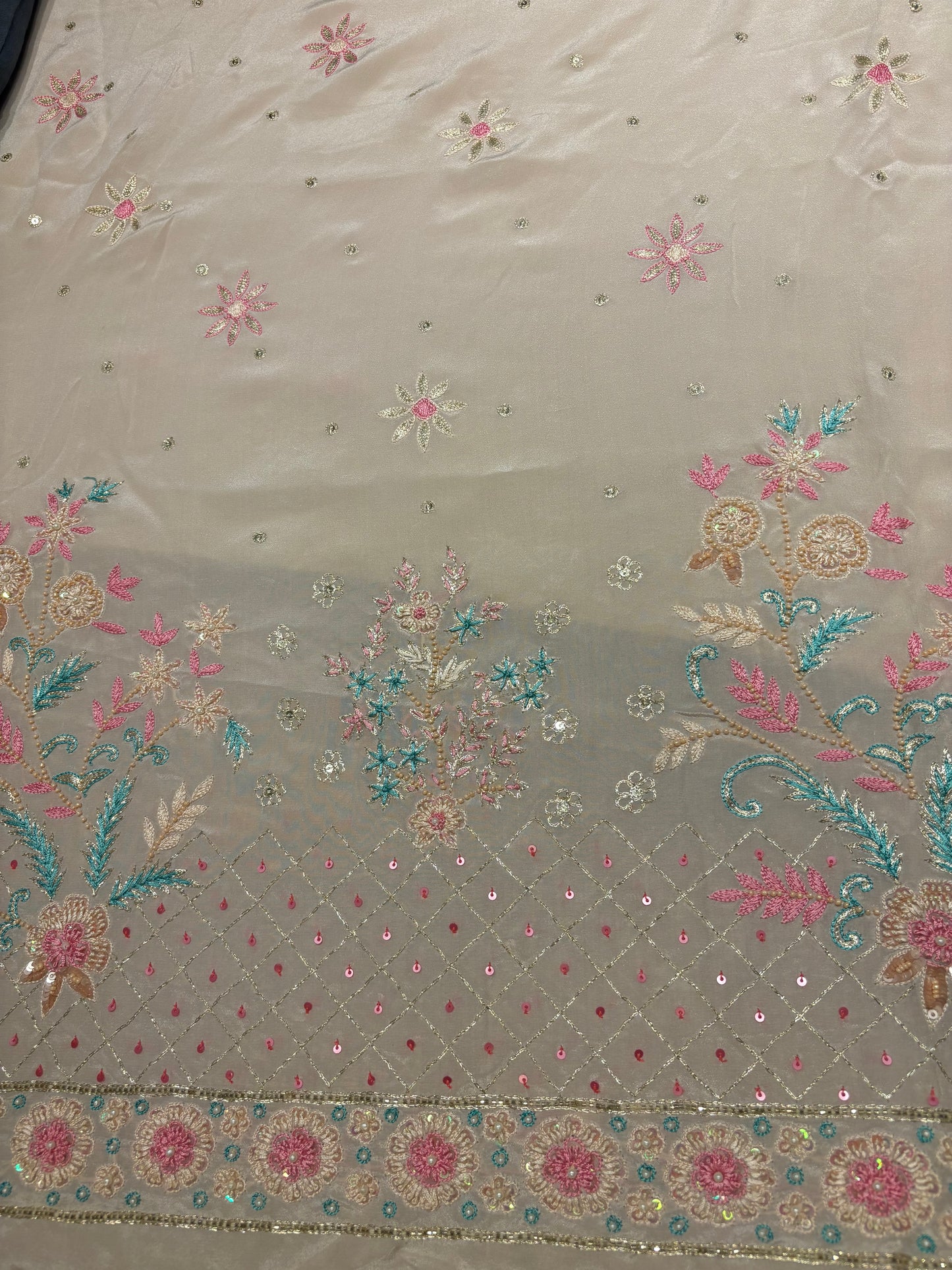 Golden Crepe Chikankari Kurta and Dupatta