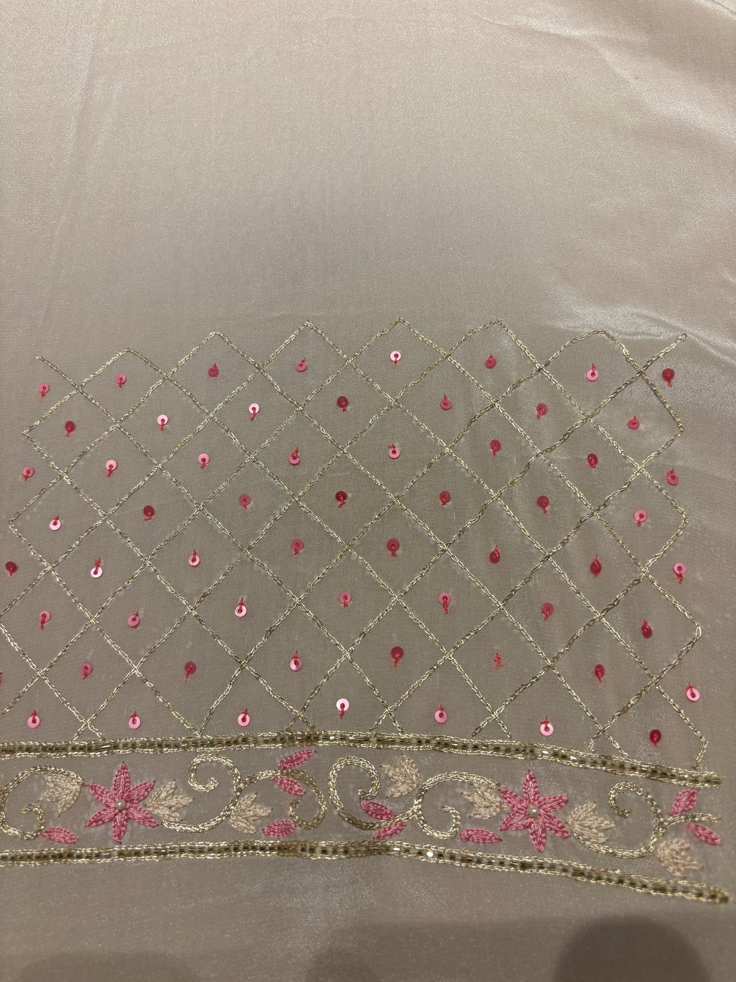 Golden Crepe Chikankari Kurta and Dupatta