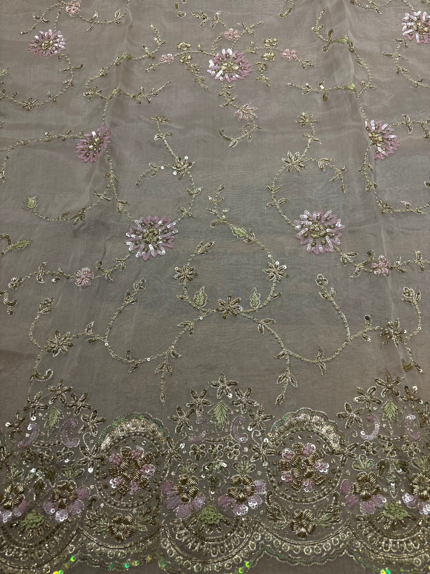 Dusty Mauve Organza Silk Chikankari Kurta and Dupatta