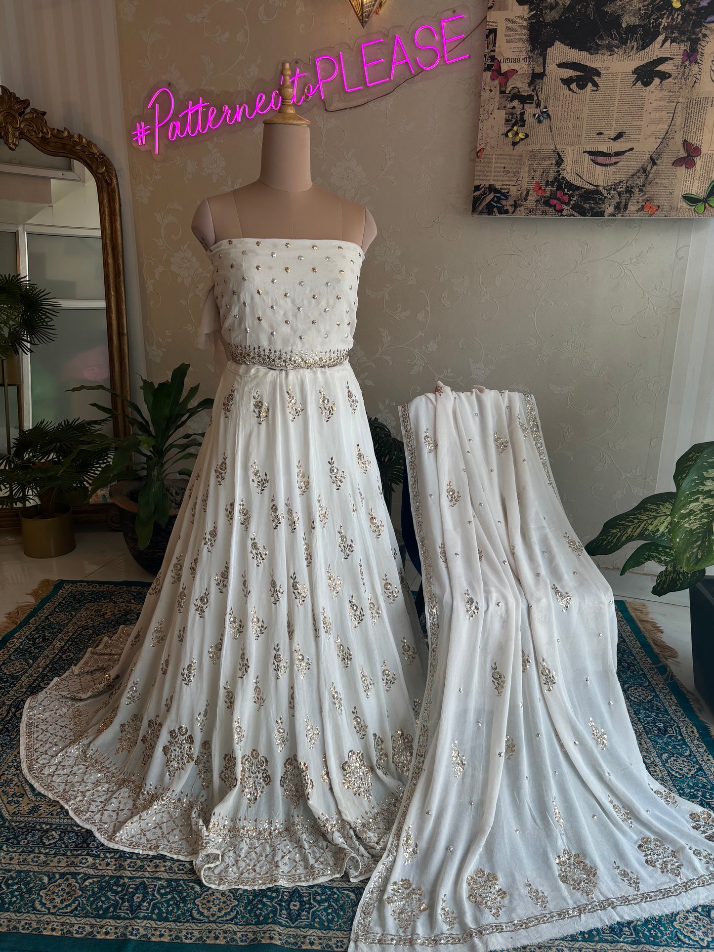 Dyeable Pure Georgette Badla Lehenga