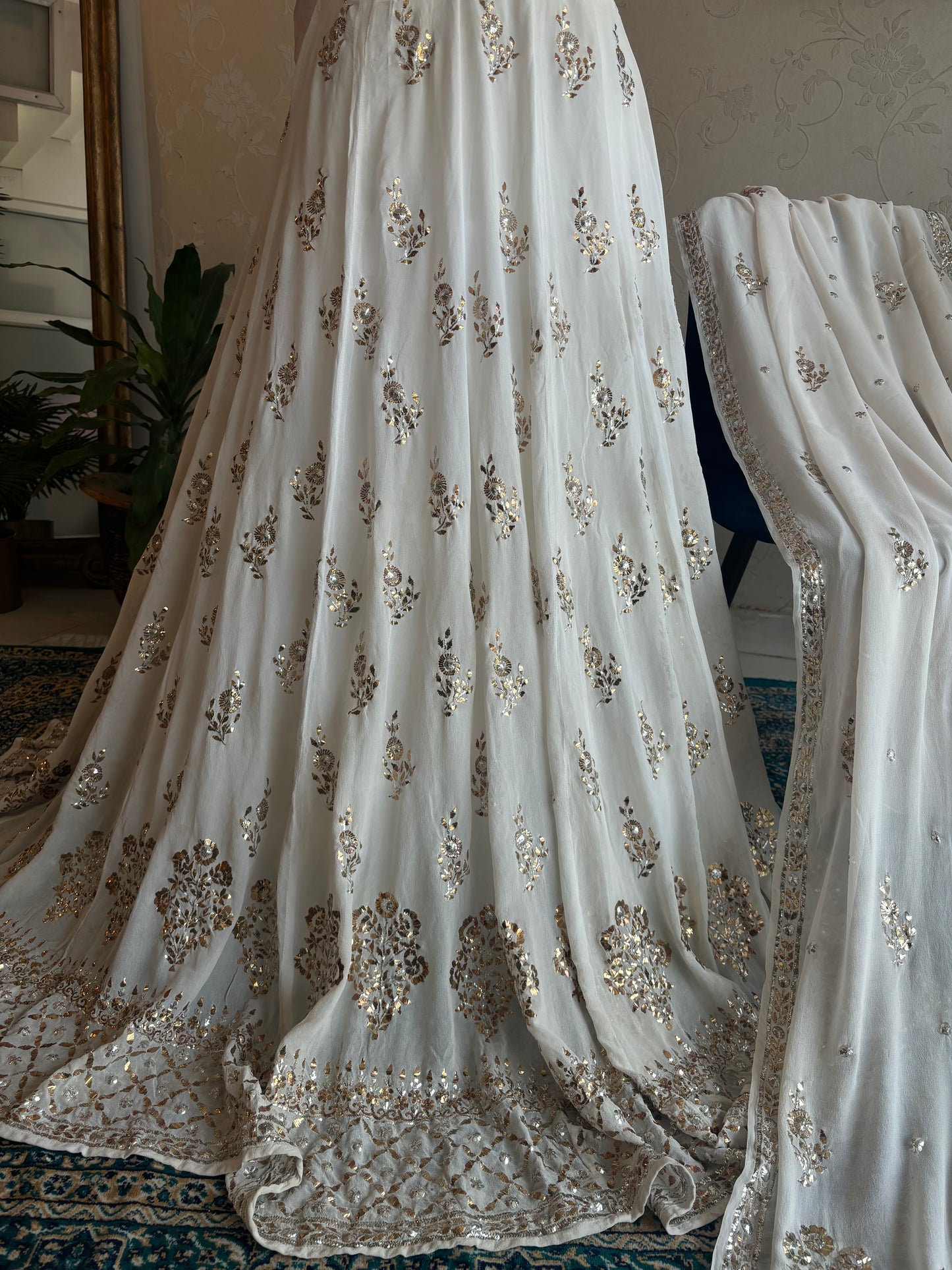 Dyeable Pure Georgette Badla Lehenga
