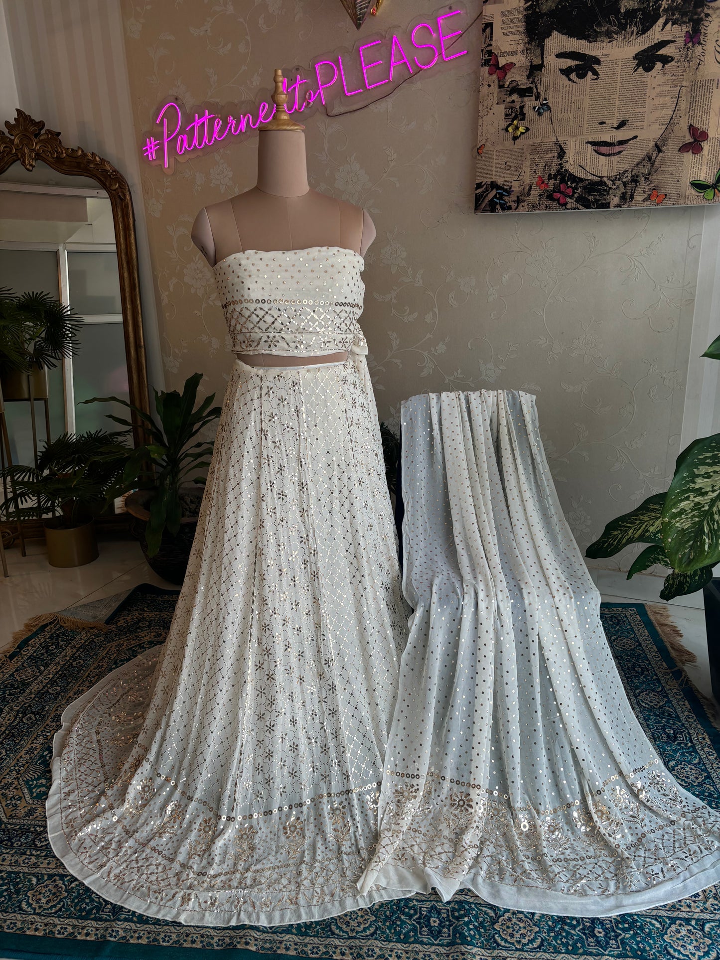 Dyeable Pure Georgette Badla Lehenga