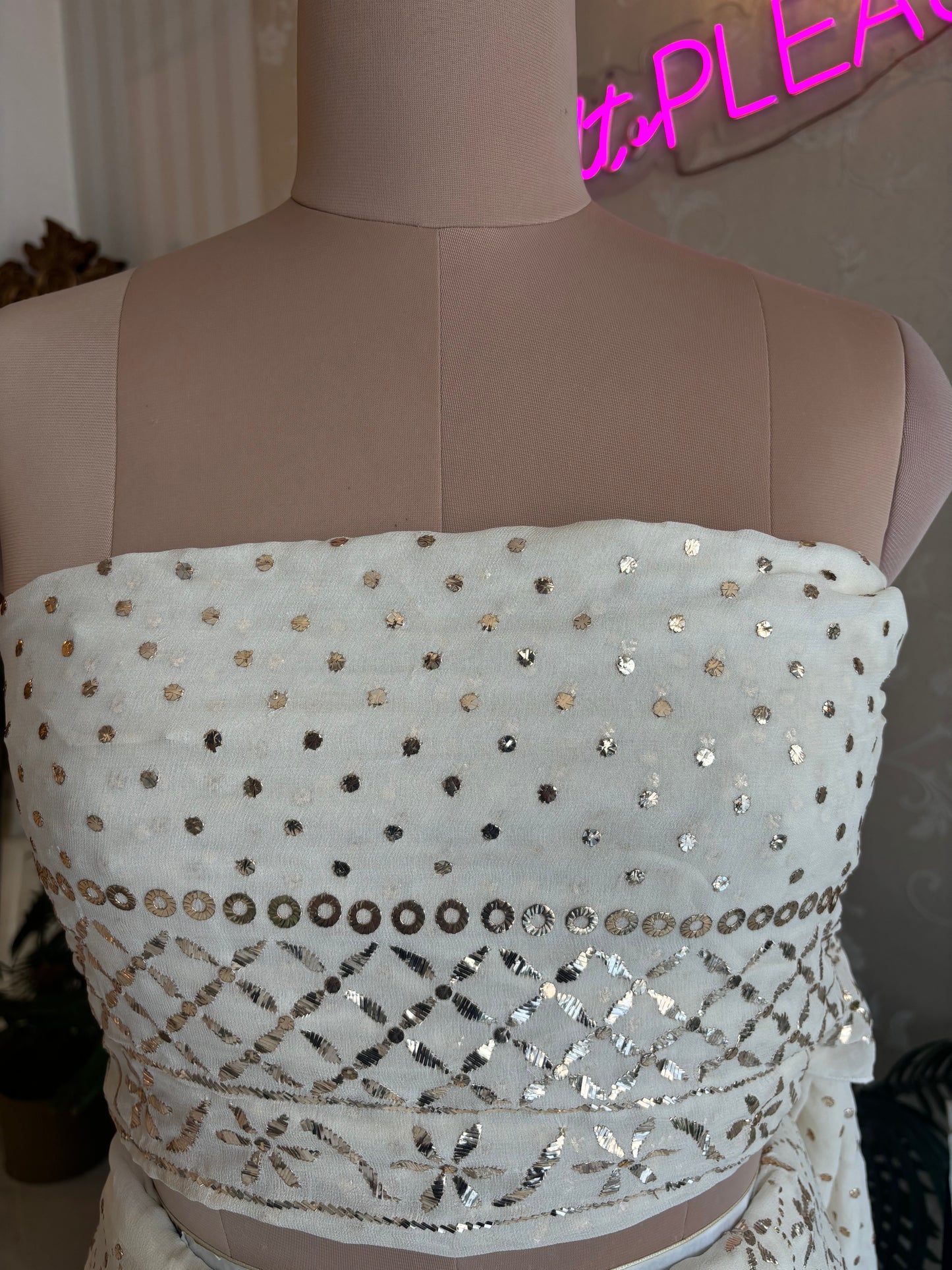 Dyeable Pure Georgette Badla Lehenga