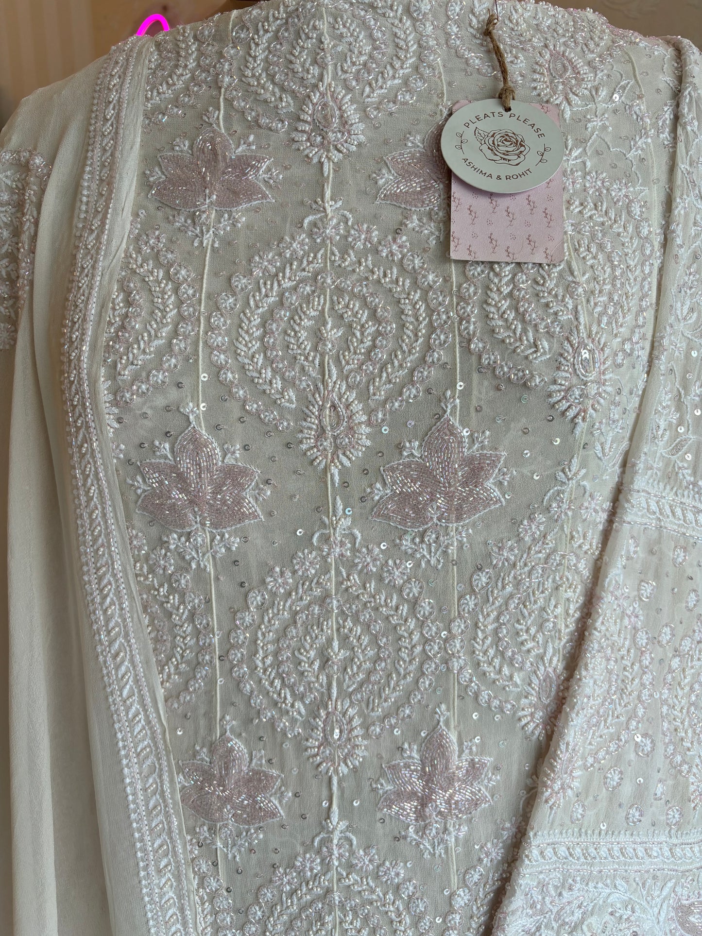 Dyeable Pure Georgette Chikankari Anarkali and Dupatta
