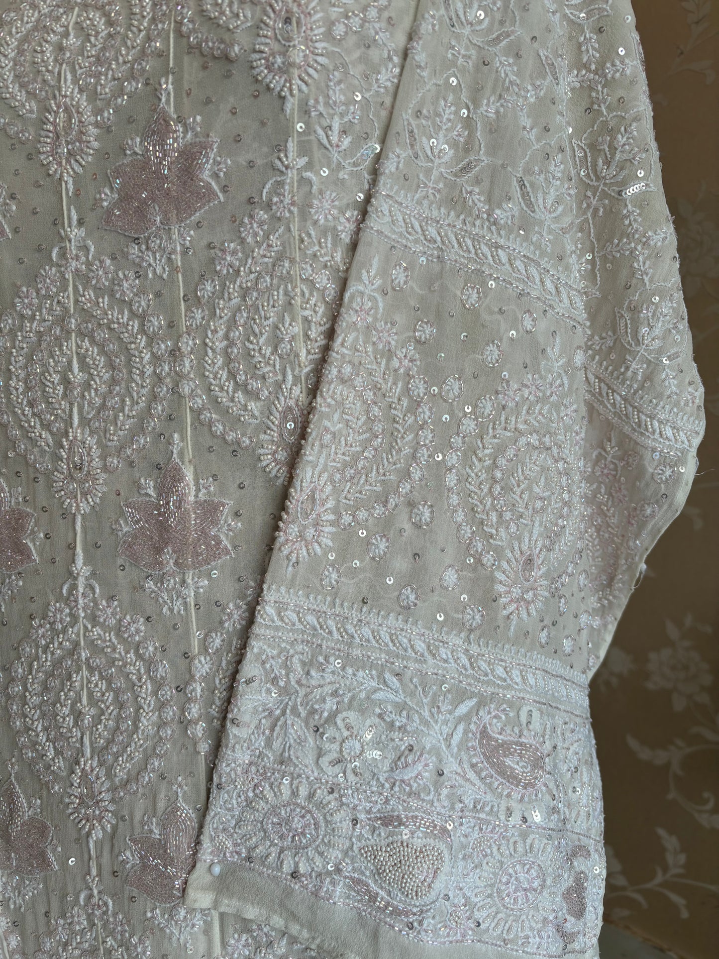 Dyeable Pure Georgette Chikankari Anarkali and Dupatta